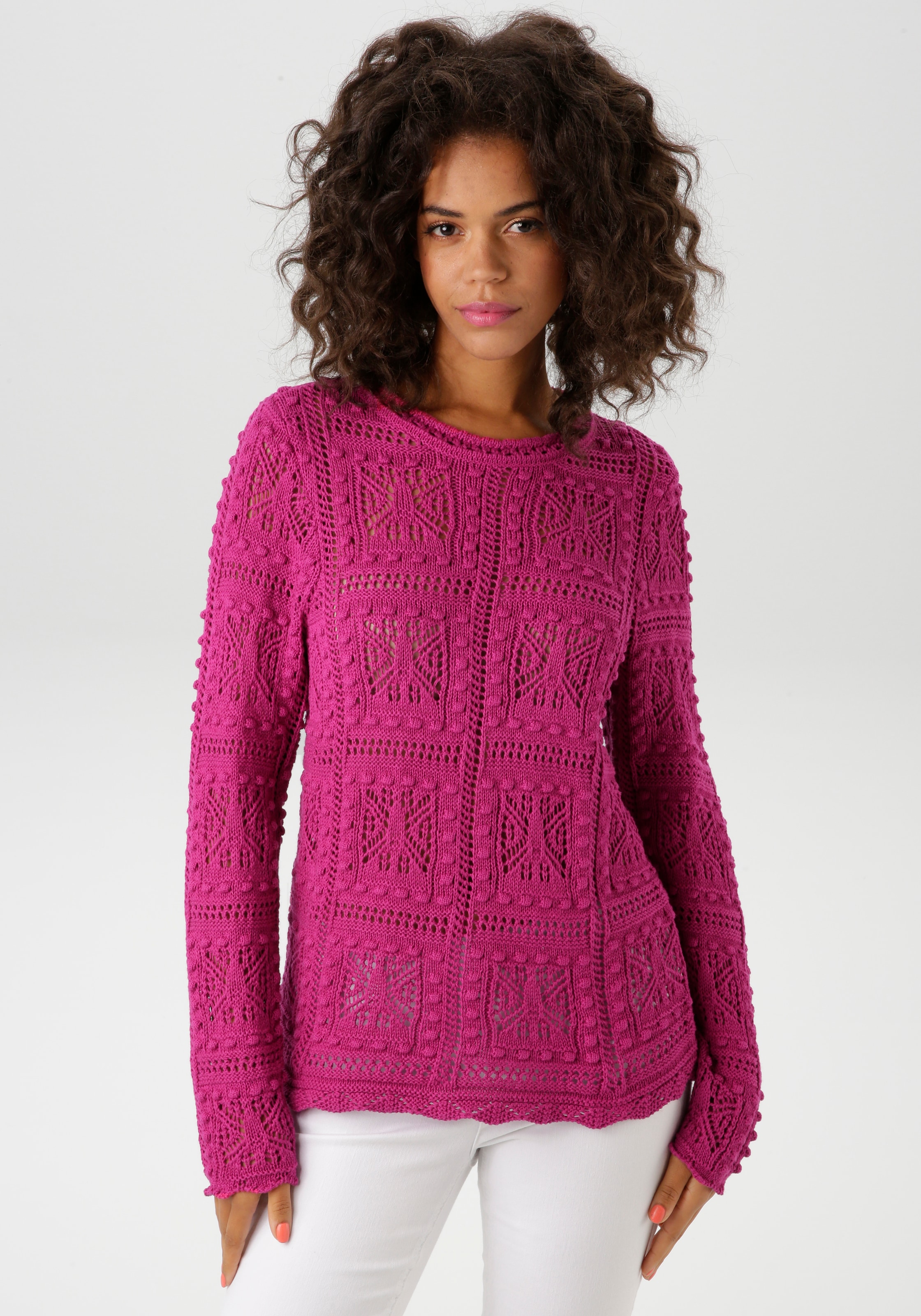 Aniston CASUAL Strickpullover, im attraktiven Ajour-Muster-Mix - NEUE KOLLEKTION