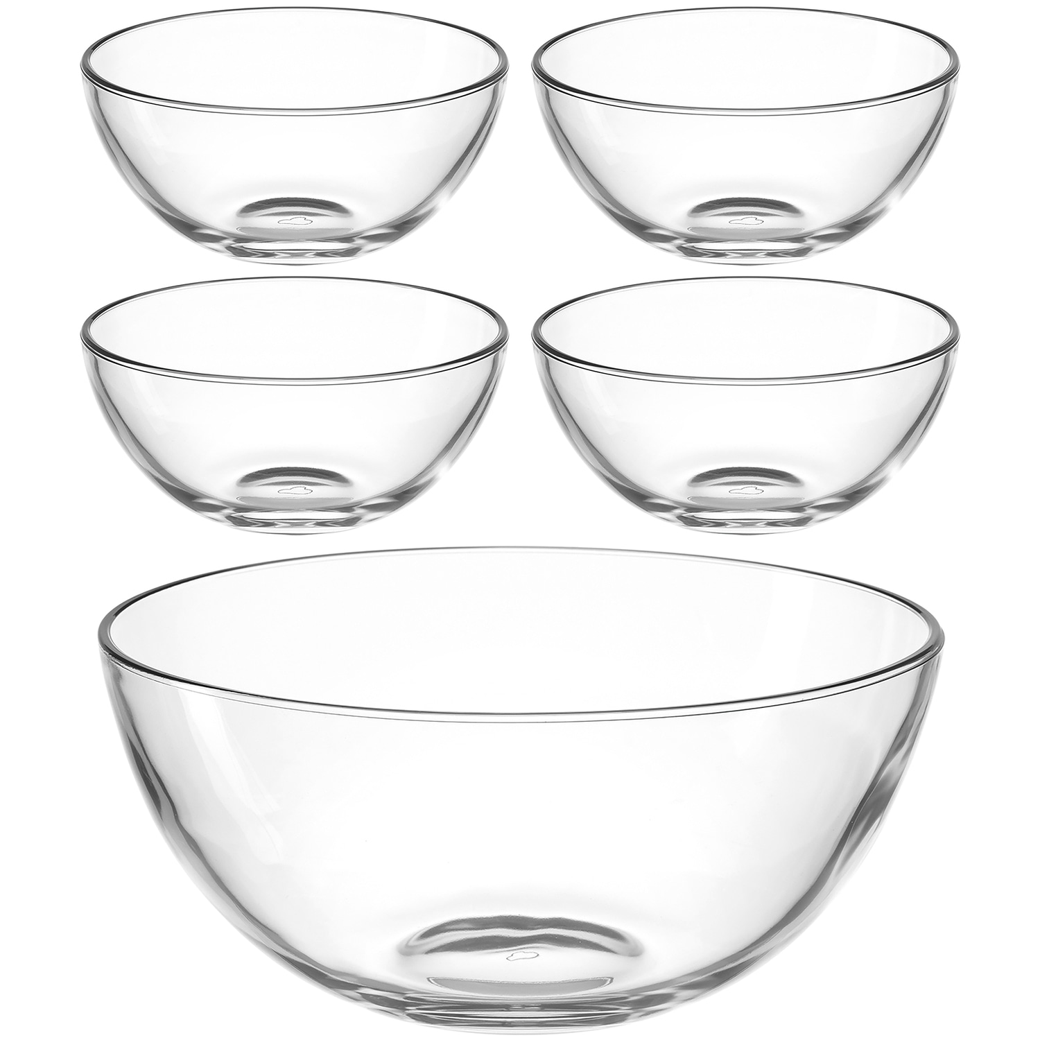 Schale »Schalen-Set CUCINA, 5er Set, 4x Ø 14 cm & 1x Ø 28 cm«, 5 tlg., aus Glas,...