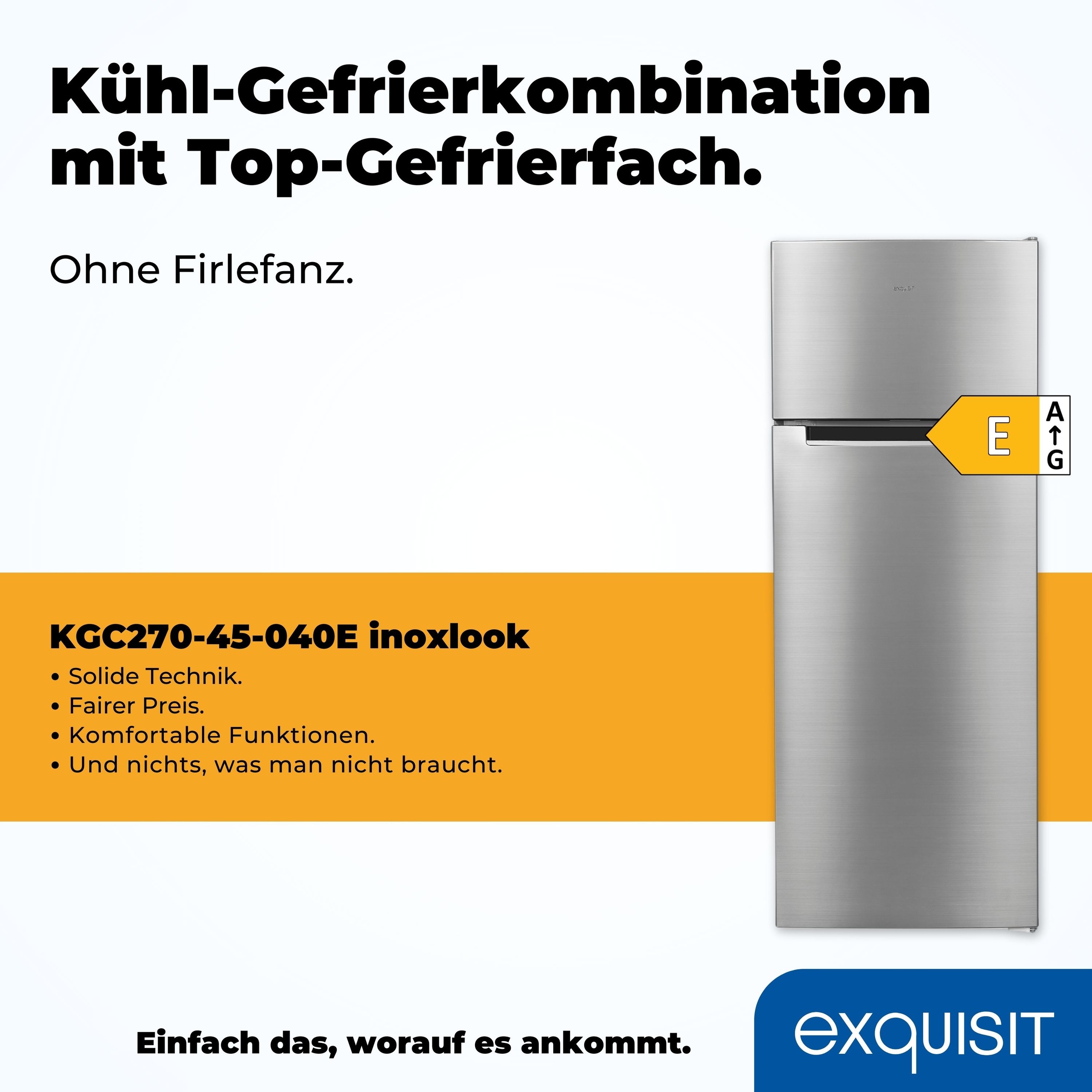 exquisit Kühl-/Gefrierkombination »KGC270-45-040E inoxlook«