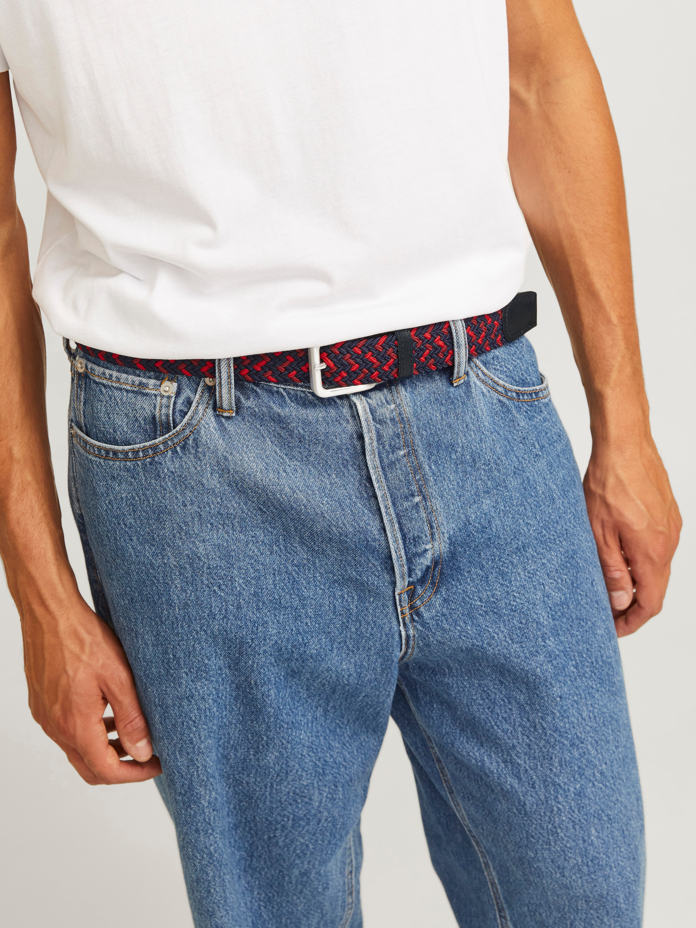 Jack & Jones Stretchgürtel »JACSPRING WOVEN BELT NOOS«, mit silberfarbener Schließe