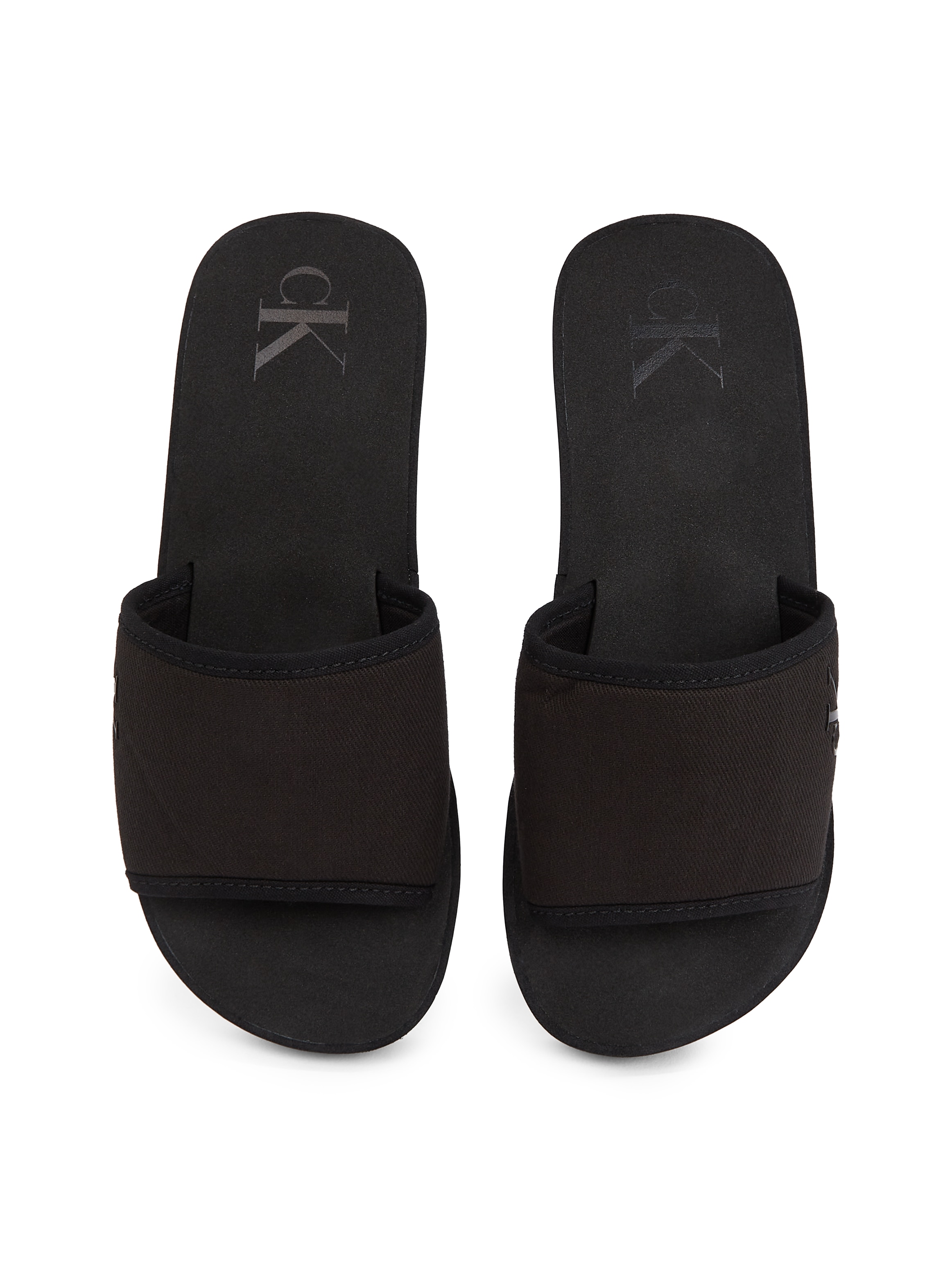 Calvin Klein Jeans Badepantolette »BEACH WEDGE SLIDE CANVAS«, Sommerschuh, Strandschuh, Badeschuh, Schlappen zum Schlupfen