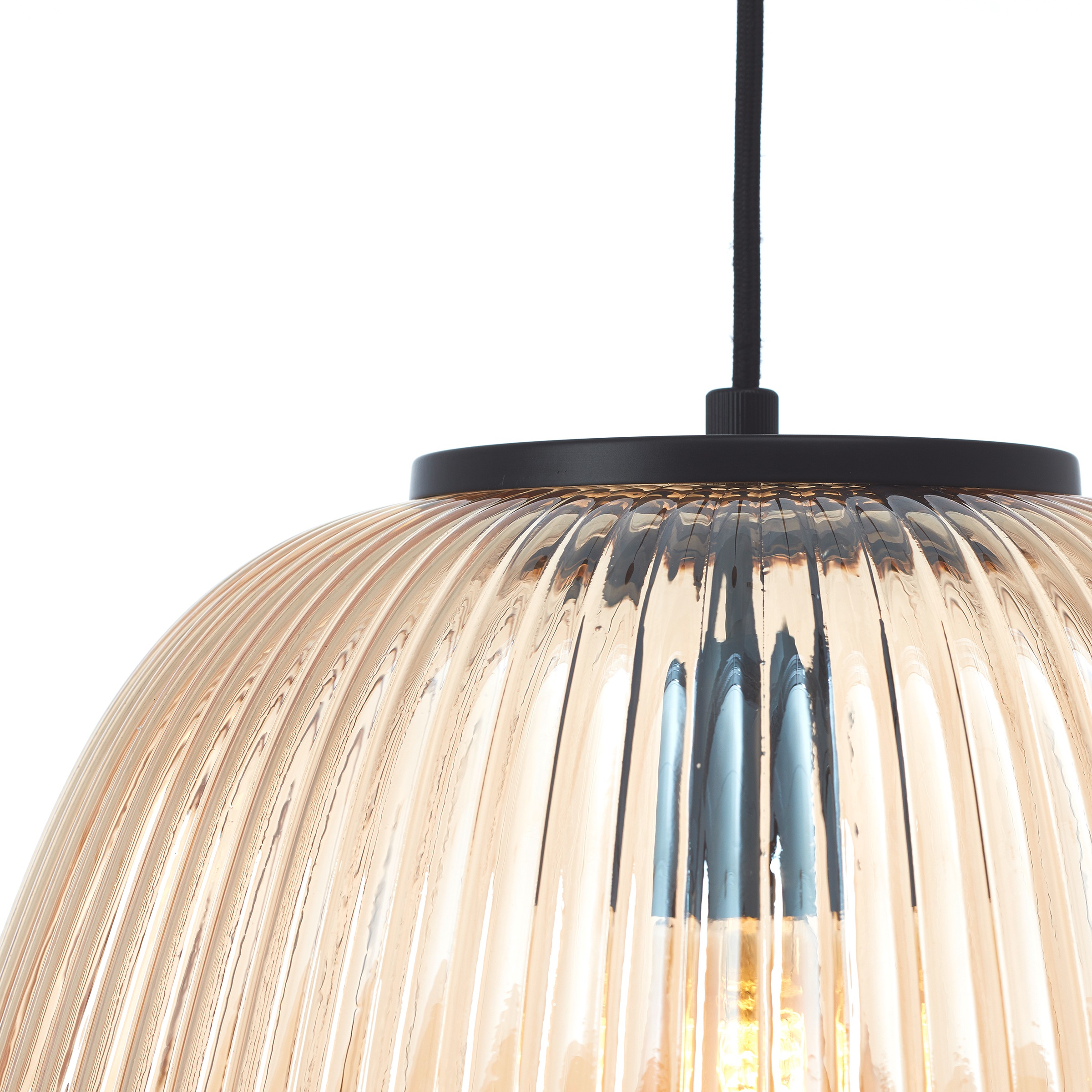 Brilliant Pendelleuchte »Kaizen«, 1 flammig, Leuchtmittel E27 | ohne Leuchtmittel, Riffelglas, D 35 cm, E27, kürzbar, Amber-Bernsteinfarben