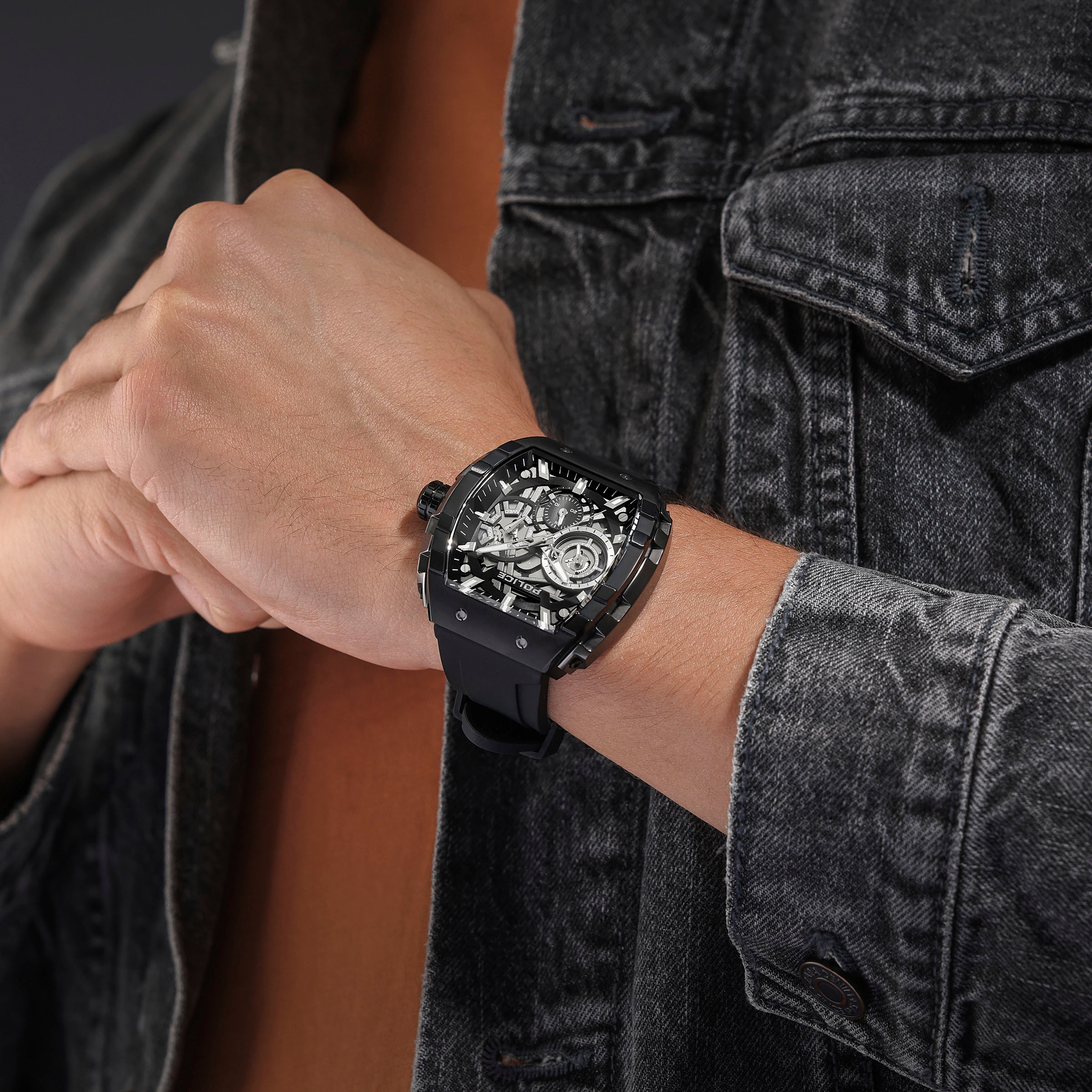Police Multifunktionsuhr »FLASH« Quarzuhr, Armbanduhr, Herrenuhr, Silikonarmband, analog