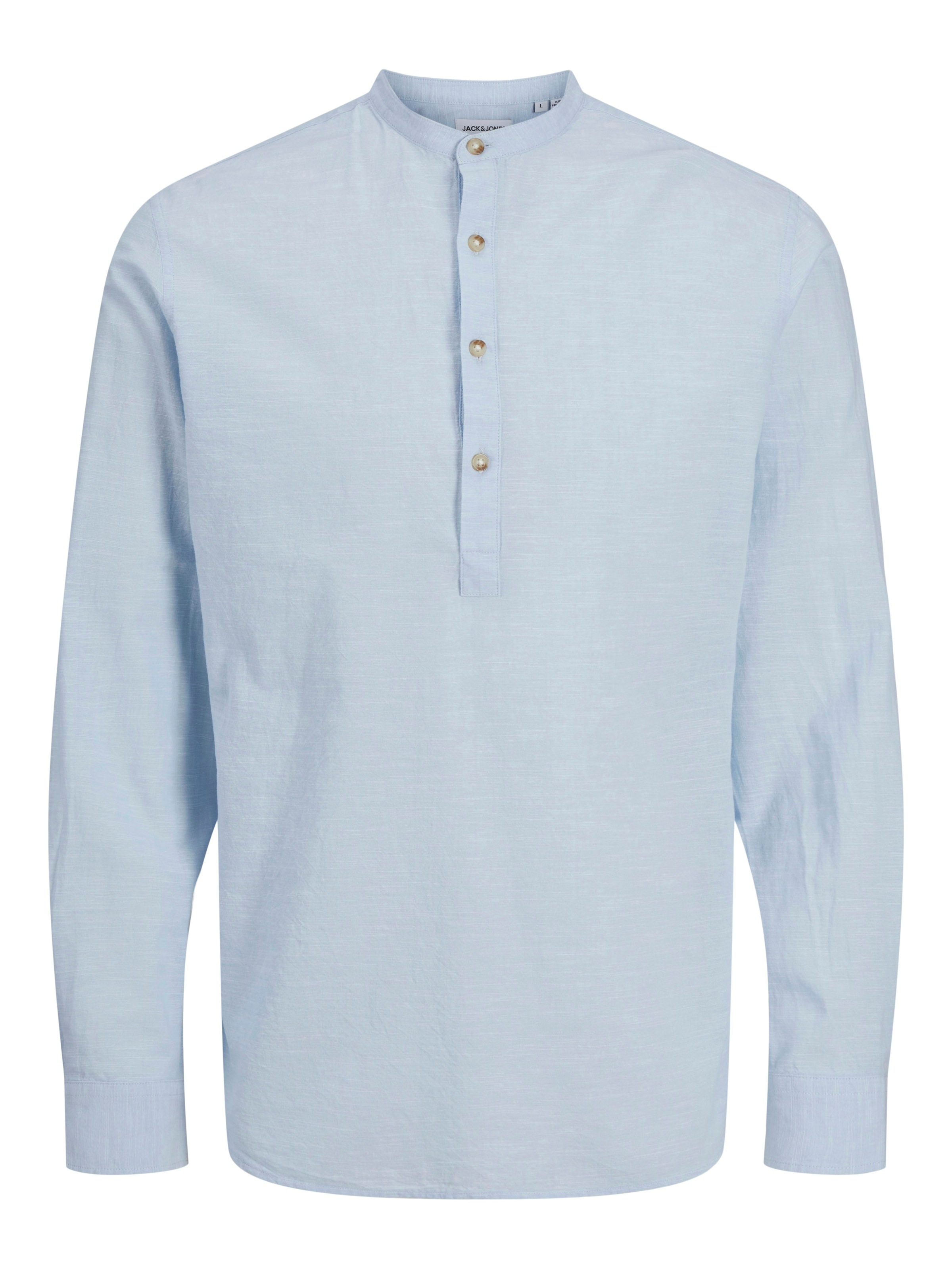 Jack & Jones Langarmhemd »JJESUMMER HALF PLACKET SHIRT LS SN«, mit Bandkragen