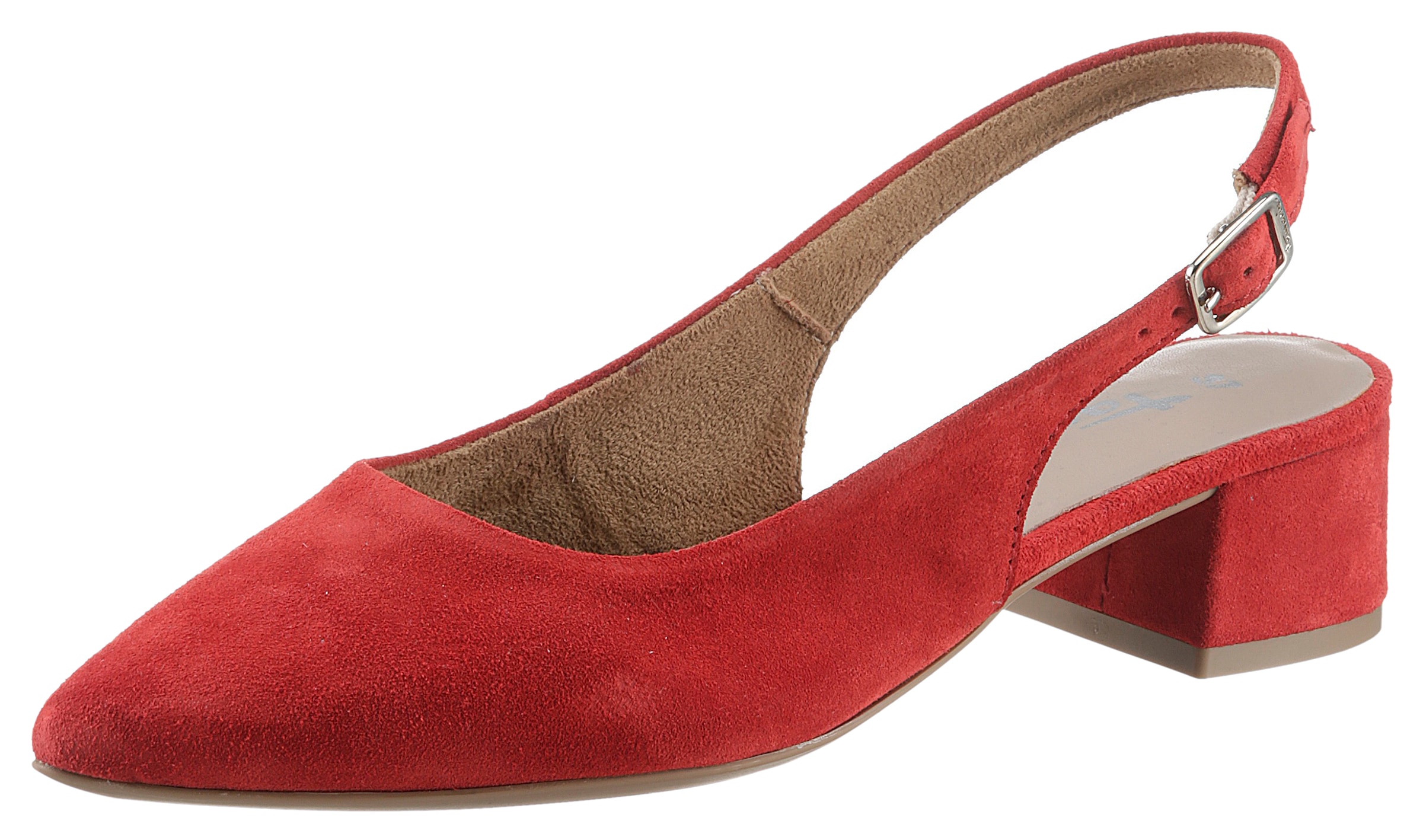 Slingpumps, Blockabsatz, Abendschuh, Sommerschuh mit verstellbarem Riemchen