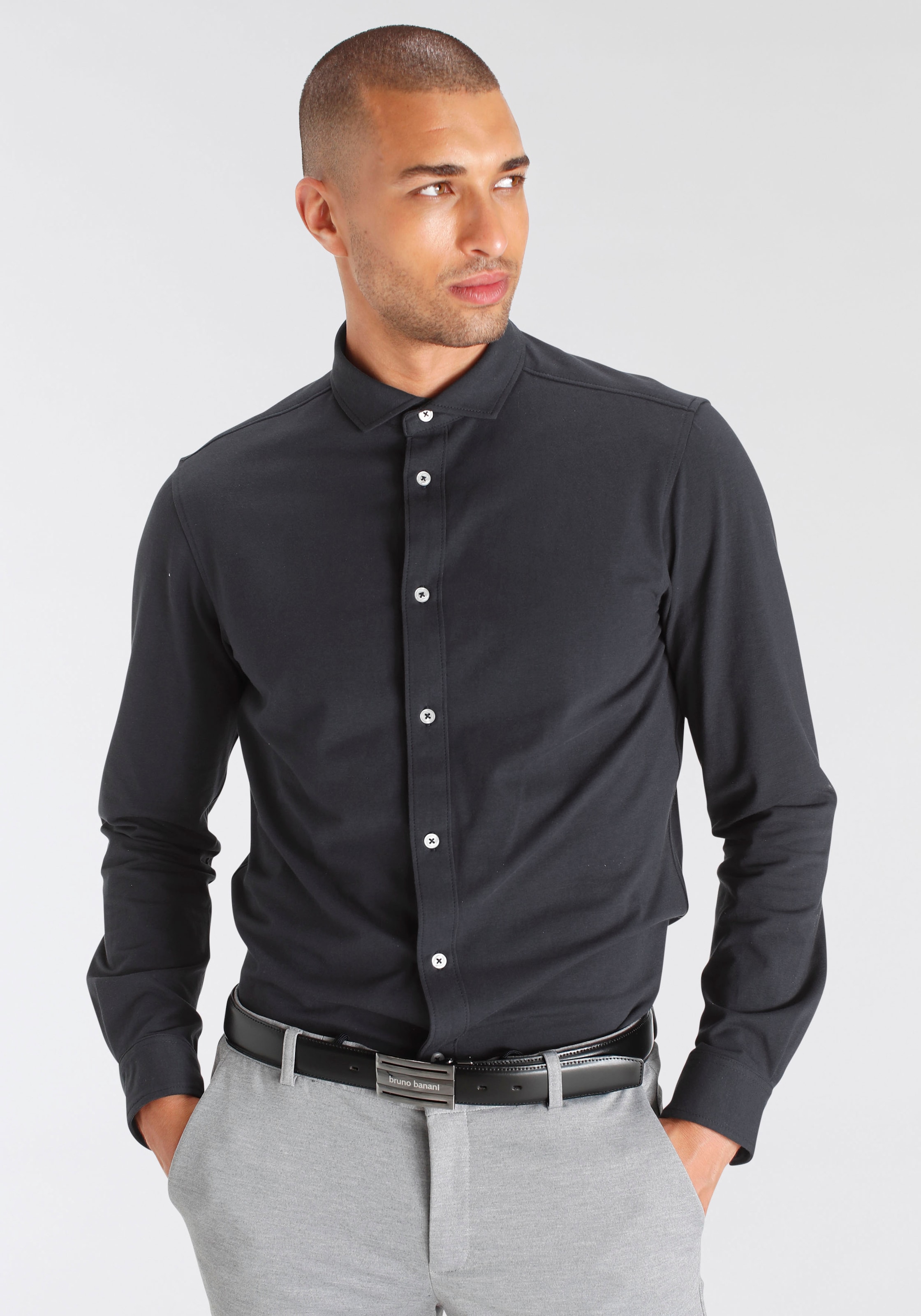 Bruno Banani Langarmhemd »Jersey Hemd komfortabel wie ein T-Shirt«