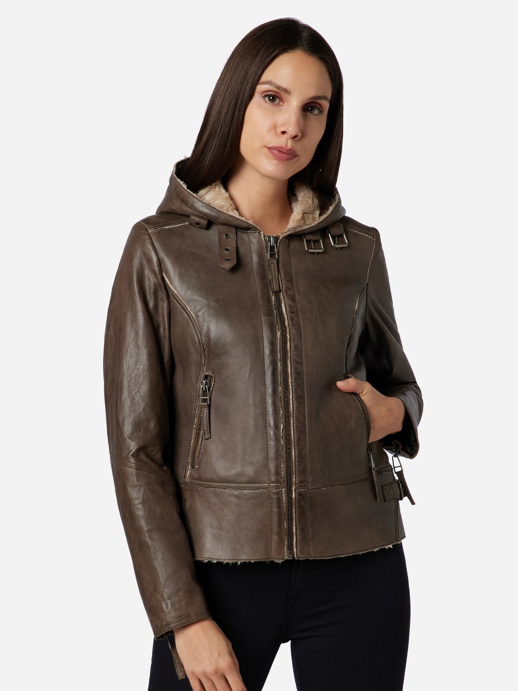 RICANO Bikerjacke »Lederjacke Julie« Handgefertigt aus echtem Leder