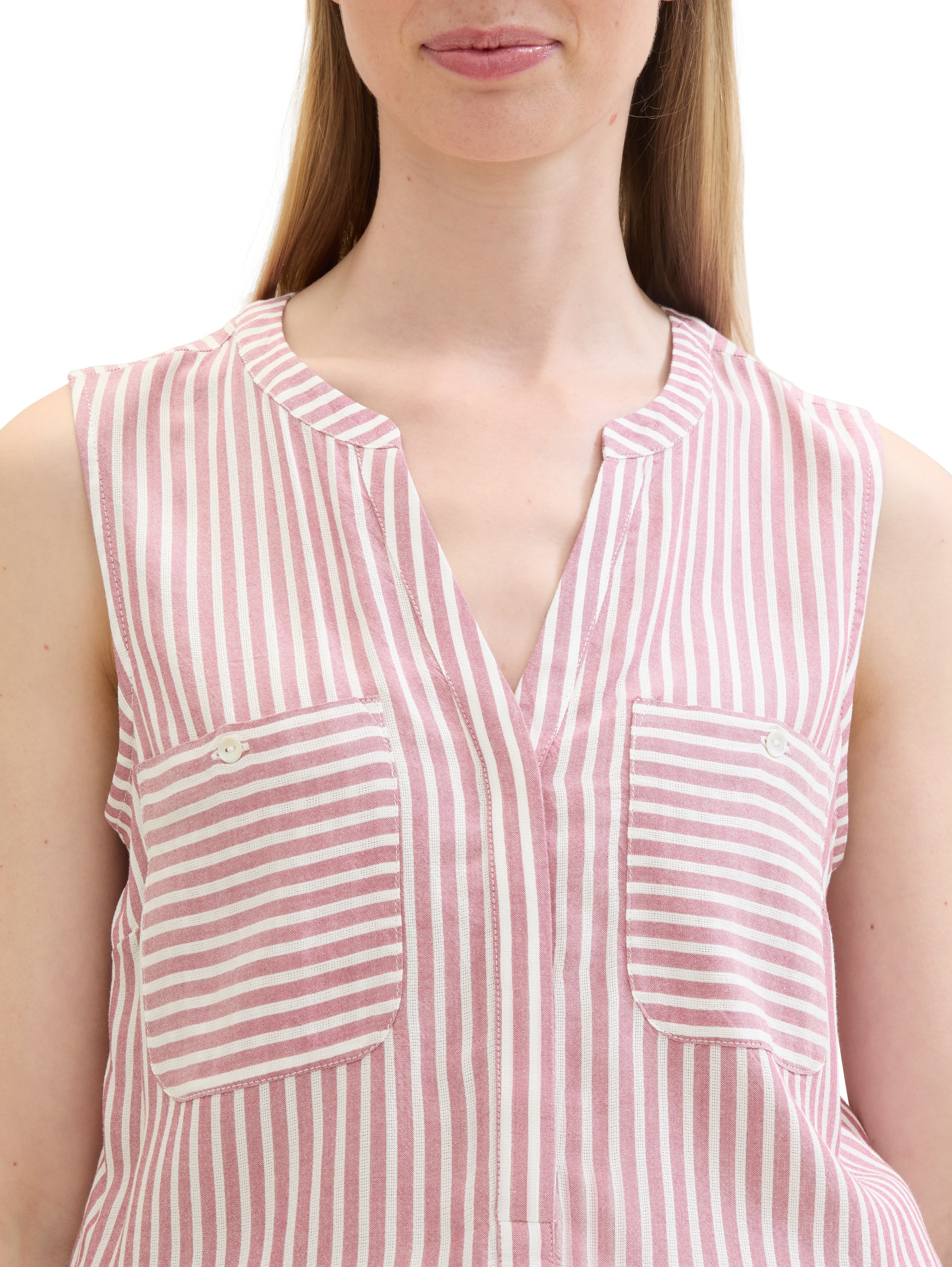 TOM TAILOR Blusenshirt, gestreift mit aufgesetzten Brusttaschen