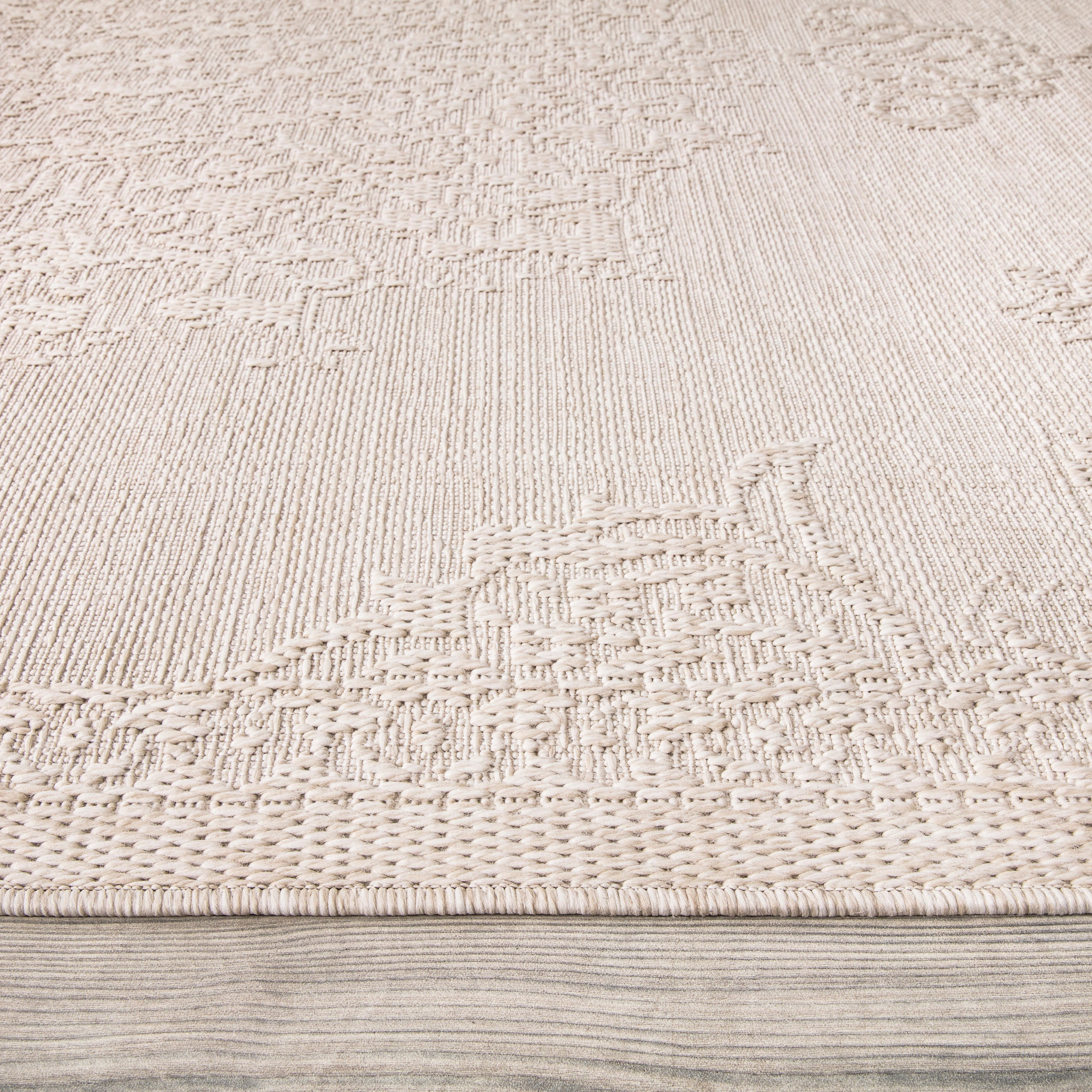 Paco Home Teppich »Rimini 412«, rechteckig, 4 mm Höhe, Flachgewebe, Uni Farben, Hoch-Tief Effekt, In- und Outdoor geeignet