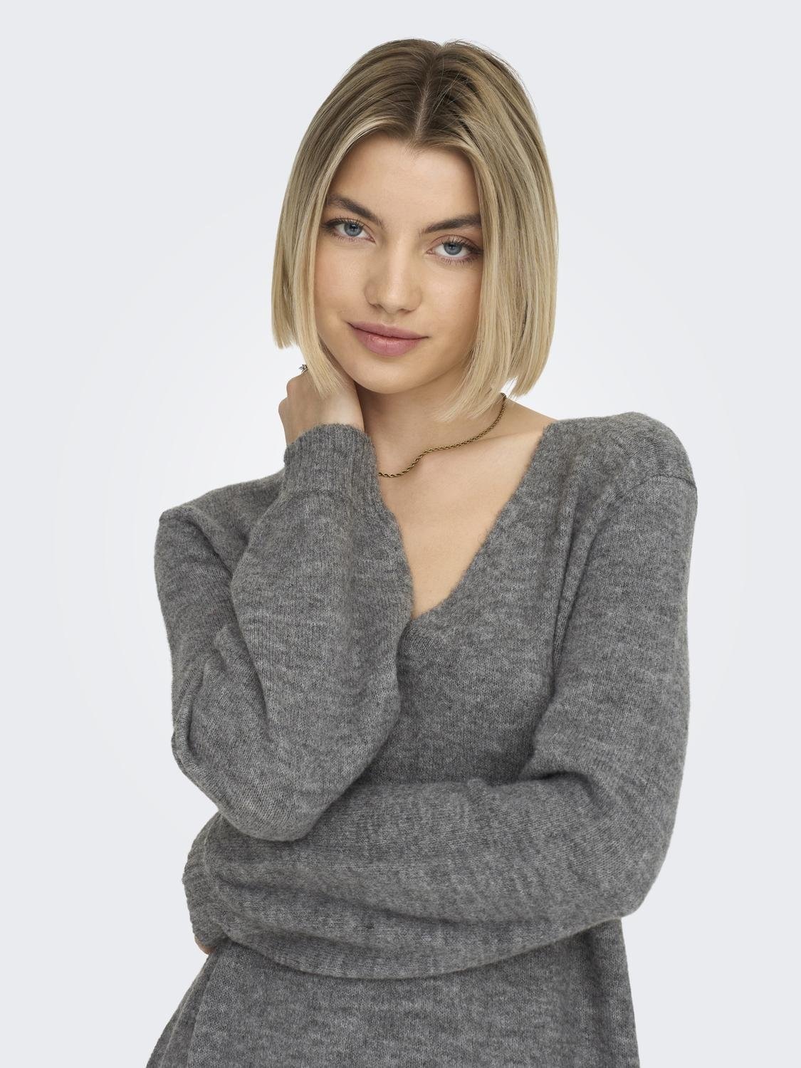 JDY Strickkleid »JDYELANORA L/S V-NECK DRESS KNT NOOS«