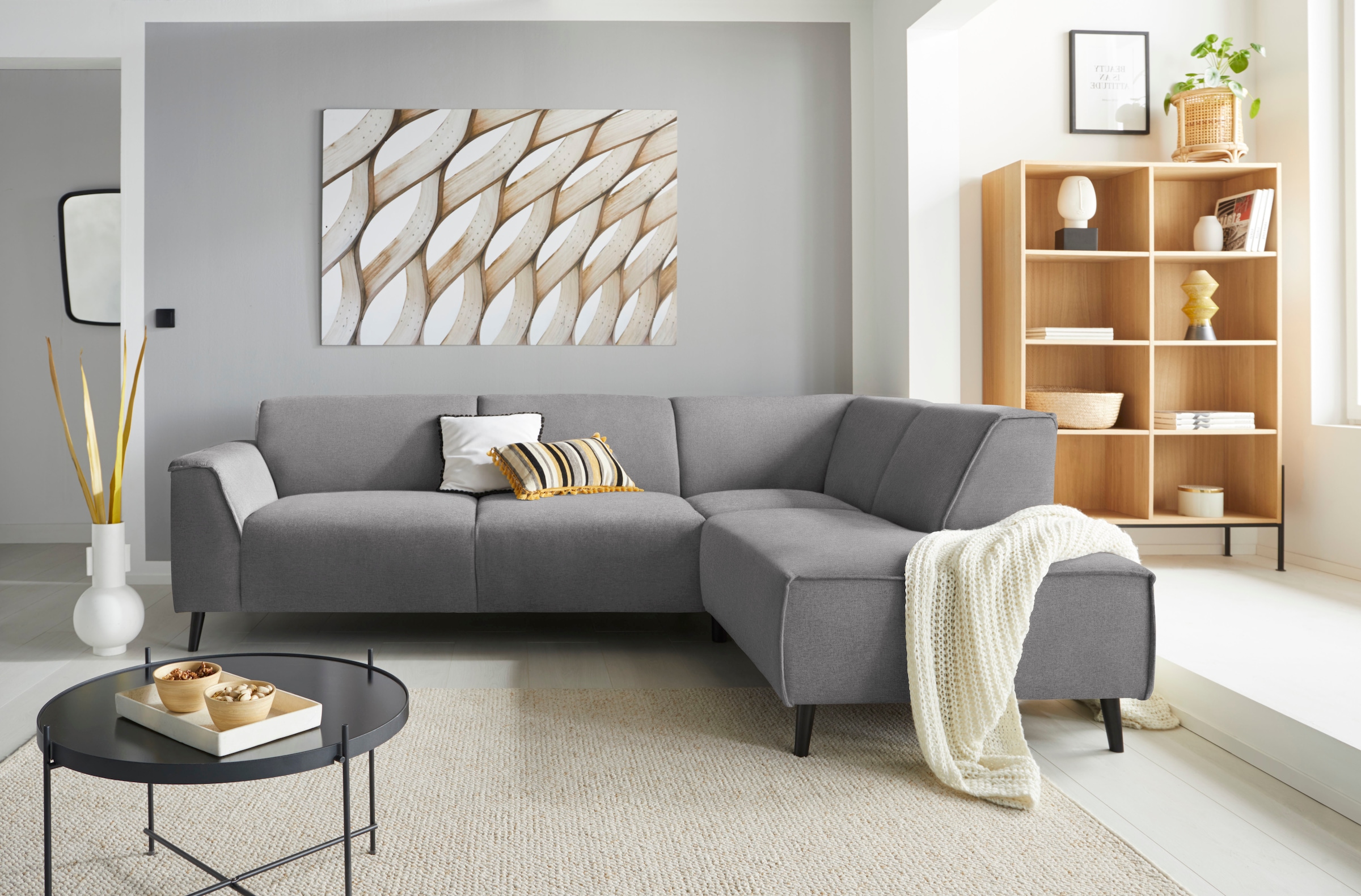 DOMO collection Ecksofa »Amora, bequem und zeitlos, L-Form«, mit Federkern für mehr Sitzkomfort
