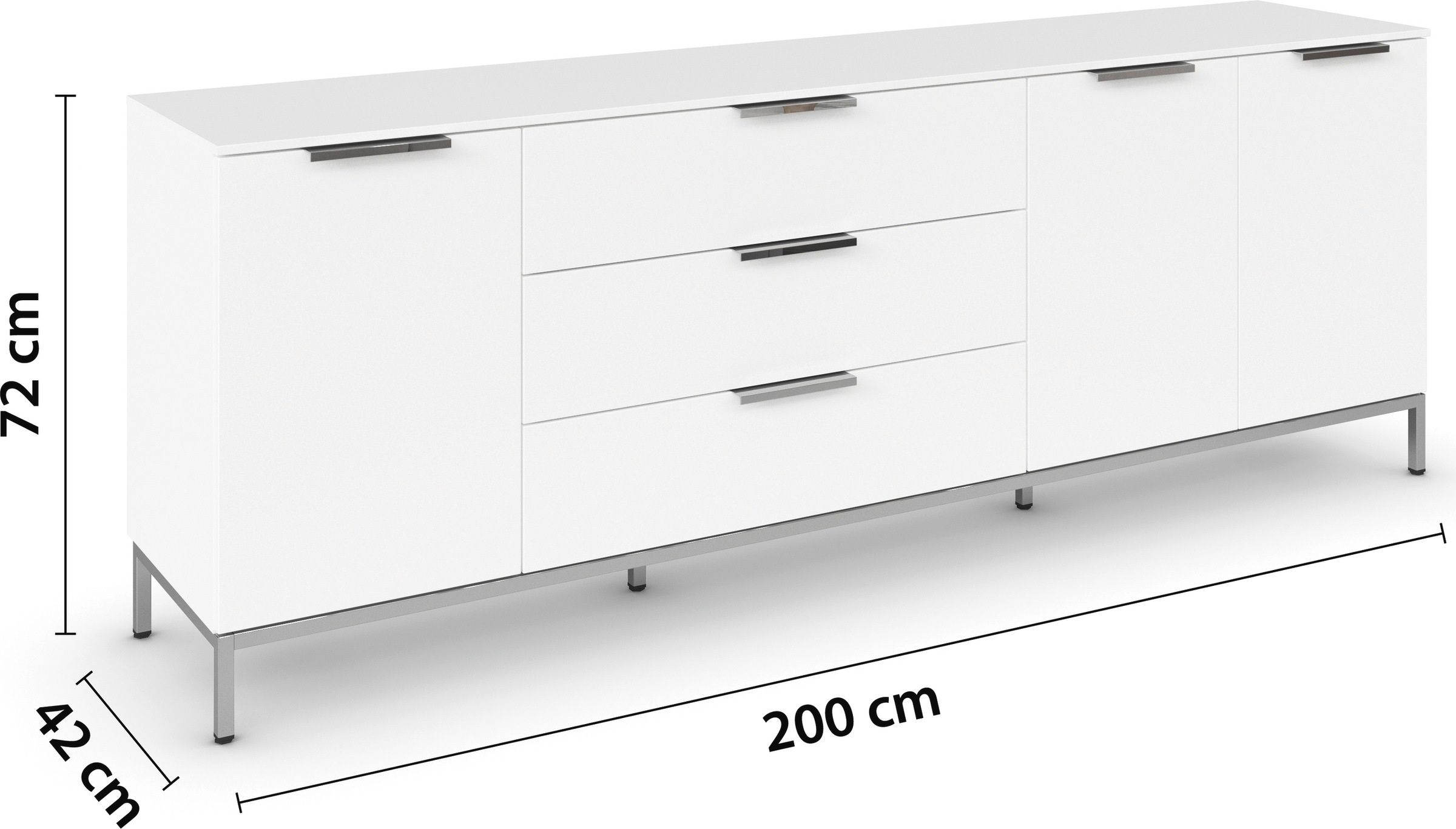 rauch Kombikommode »Kommode Türkommode Sideboard Kombikommode FLIPP«, (Breite 200 cm mit 2 Einlegeböden), 3-türig mit 3 Schubladen und Soft-Close-Funktion