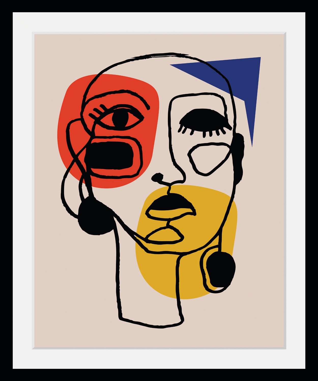 queence Bild »Claudia«, Abstrakt-Kunst-Figuren-Gesicht, (1 St.), HD Premium Poster-Druck inkl. Holzrahmen