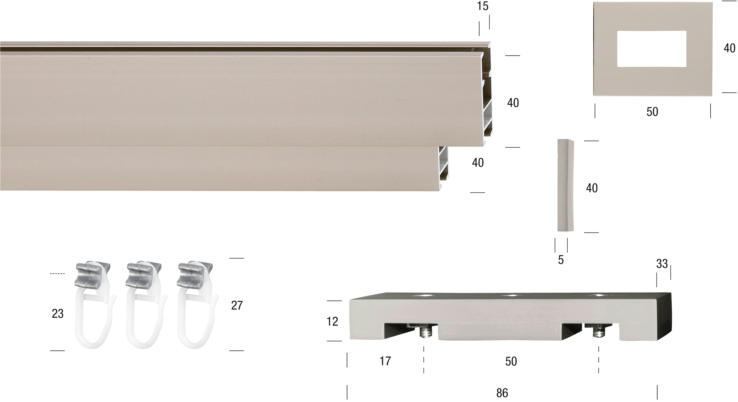 GARESA Gardinenstange »FLAT«, 2 läufig-läufig, Wunschmaßlänge, Rechteckprofil, Deckenmontage, perfekter Lauf, modern, verlängerbar