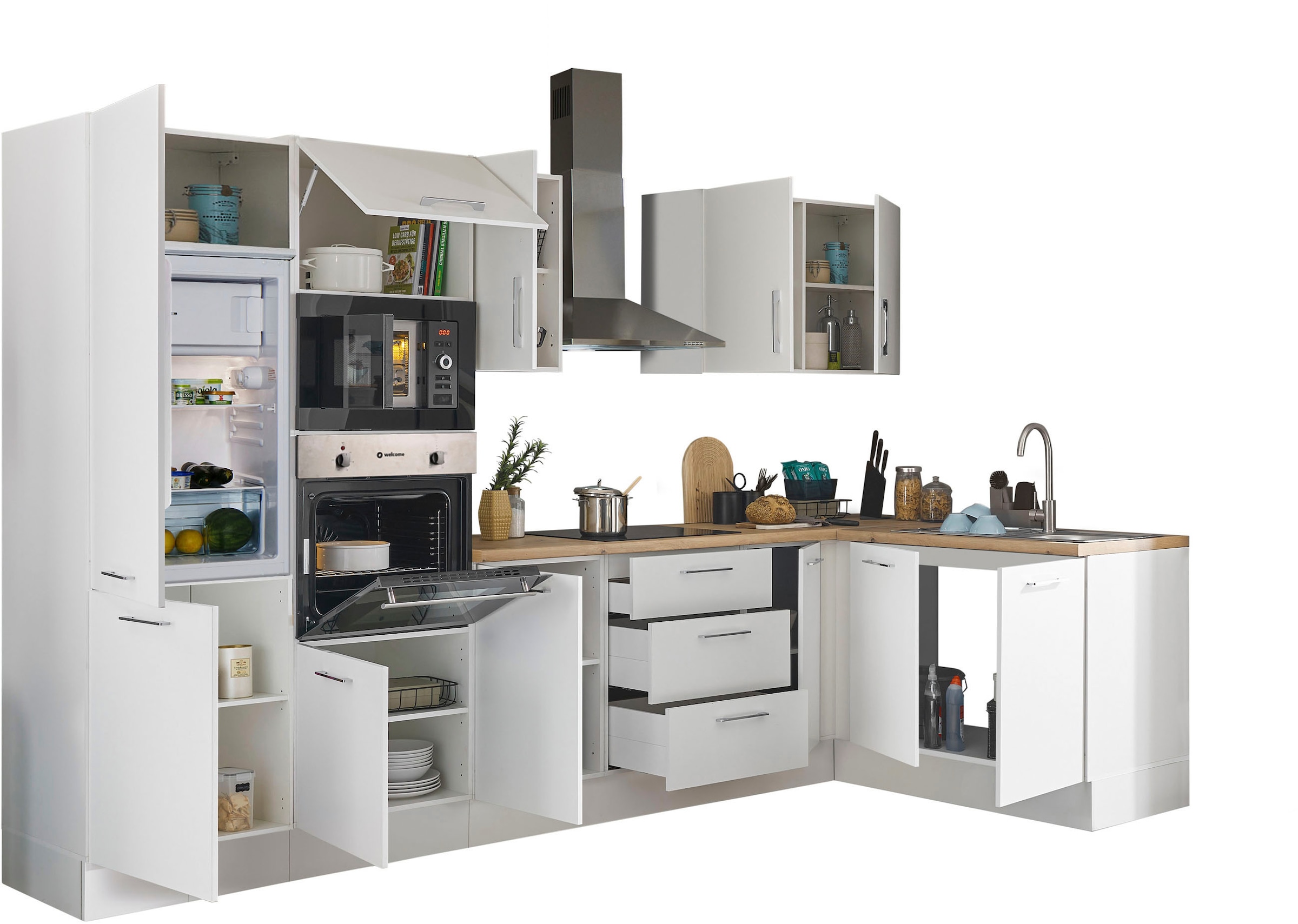BASIC by Balculina Winkelküche »Turin«, Stellbreite 330x175 cm, wahlweise mit E-Geräten