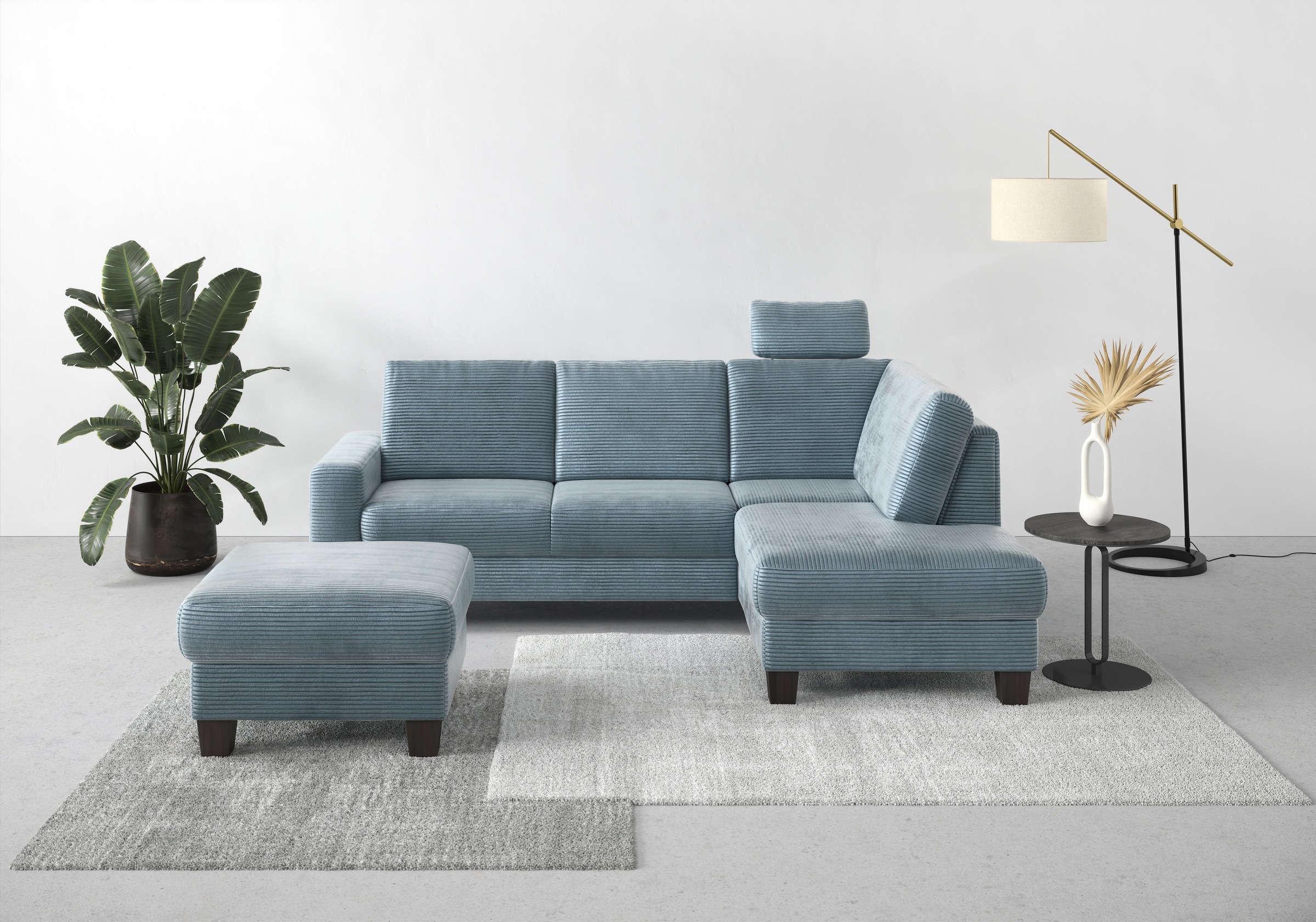 Home affaire Ecksofa »Summer L-Form«, mit Ottomane, mit oder ohne Bettfunktion und Bettkasten, Cord-Bezug