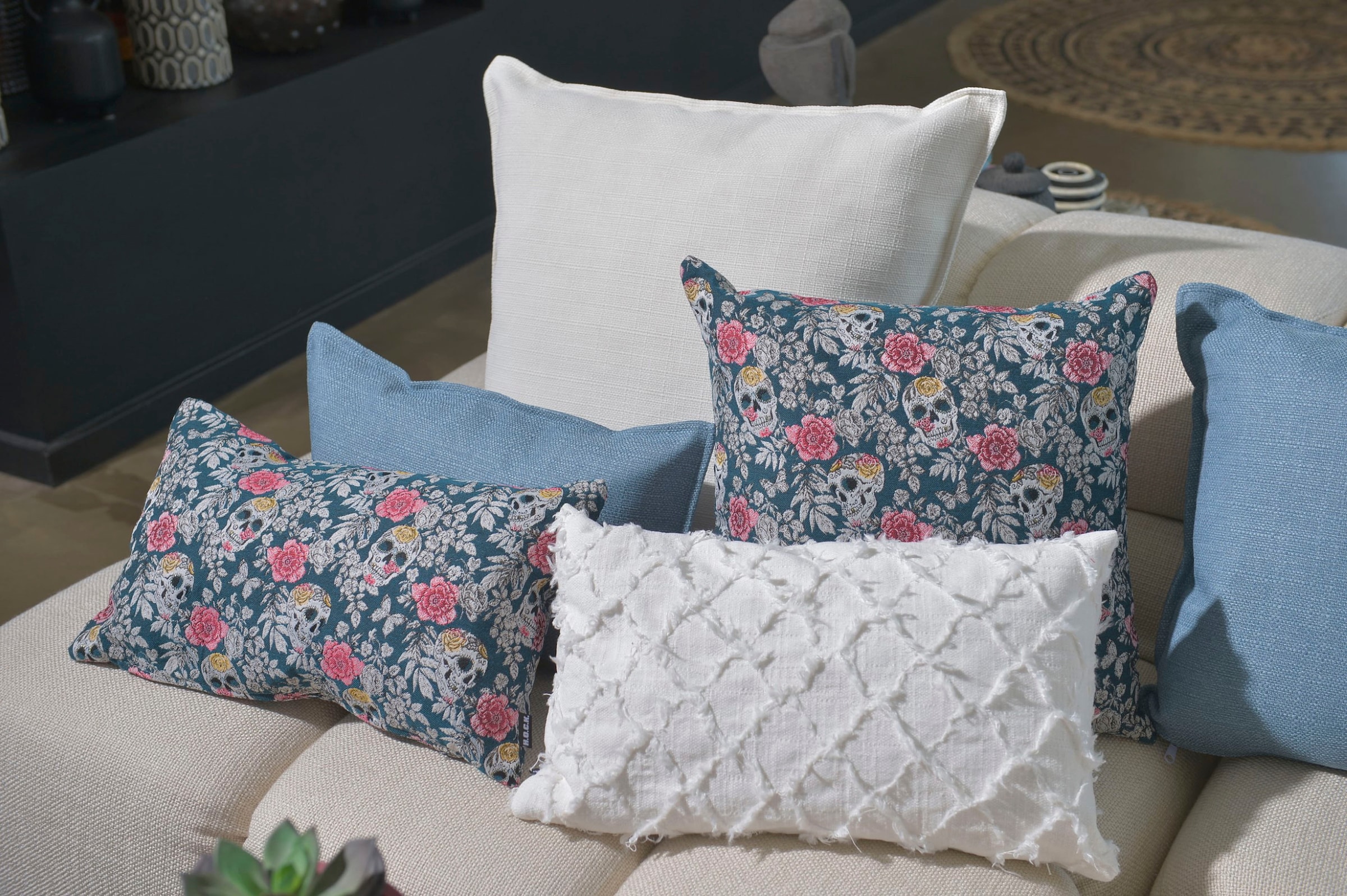 H.O.C.K. Dekokissen »Valentin« mit Totenkopf-Motiv, Kissenhülle mit Füllung, 1 Stück