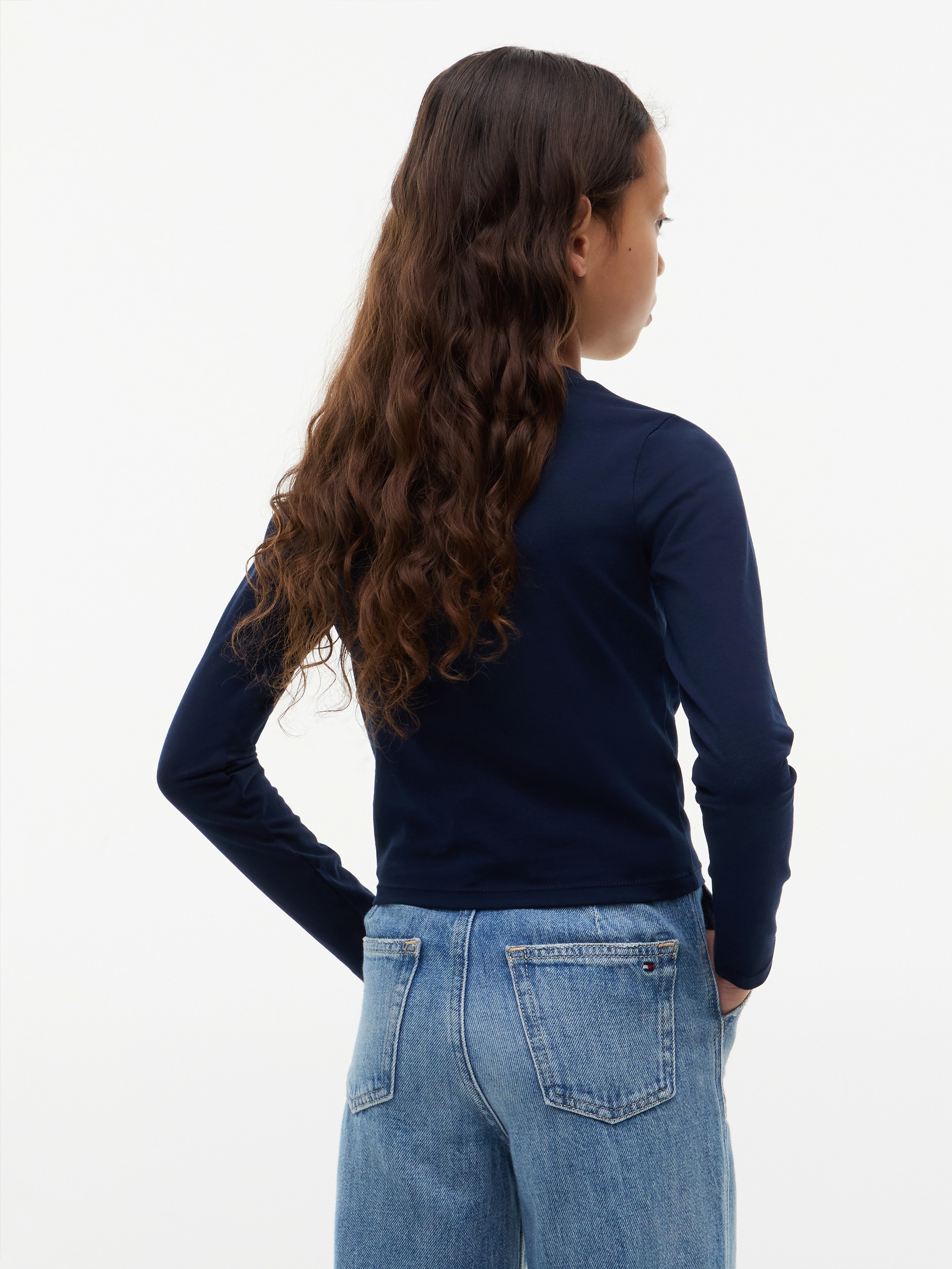Tommy Hilfiger Langarmshirt »STUD STAR FITTED TEE LS« Glitzer-Druck, Baumwoll-Mix, Kinder bis 16 Jahre