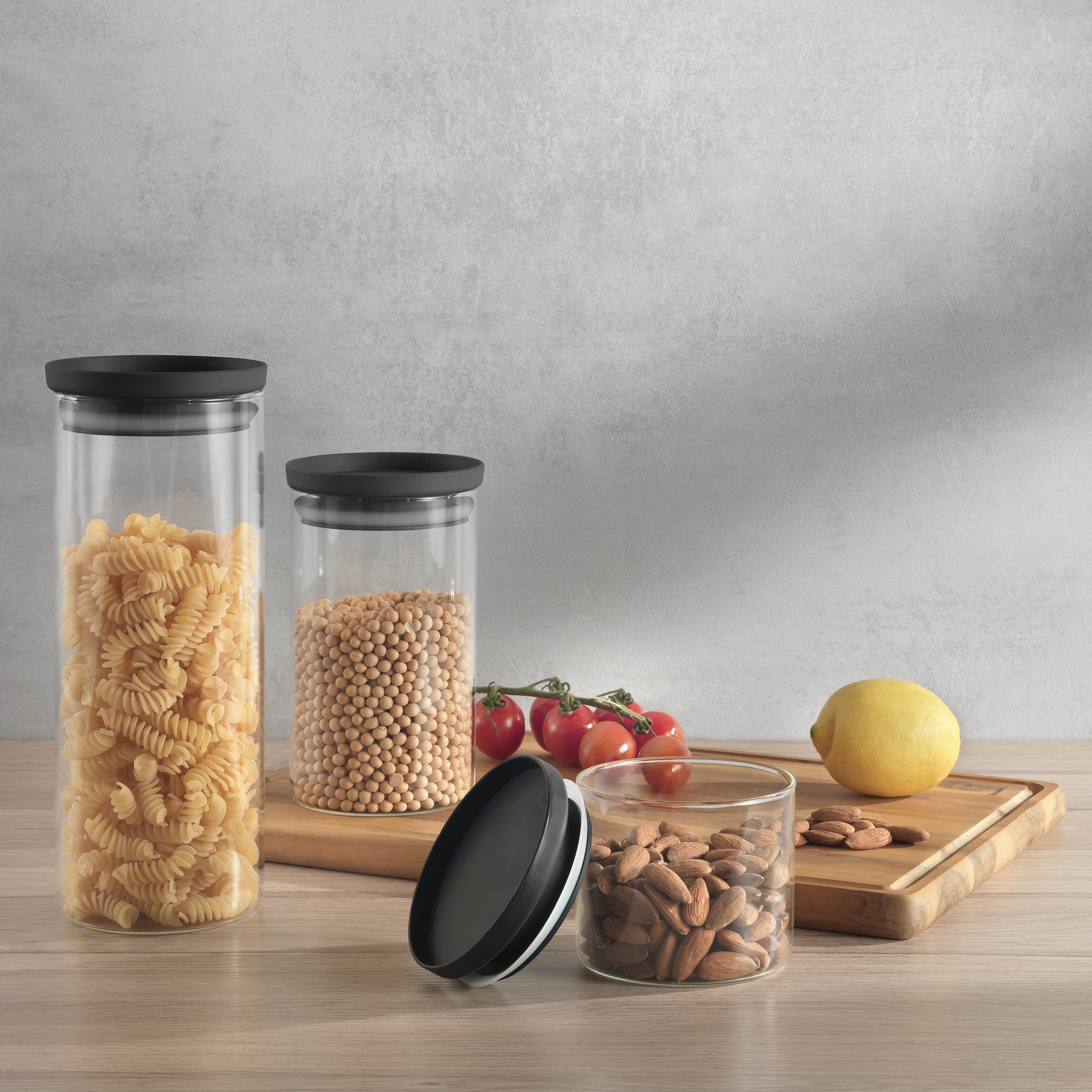 Metaltex Vorratsglas »Aroma Line, Lebensmittelaufbewahrungsbehälter« Set, 3 Stk. tlg. in drei Größen 450 ml, 1000 ml und 1500 ml