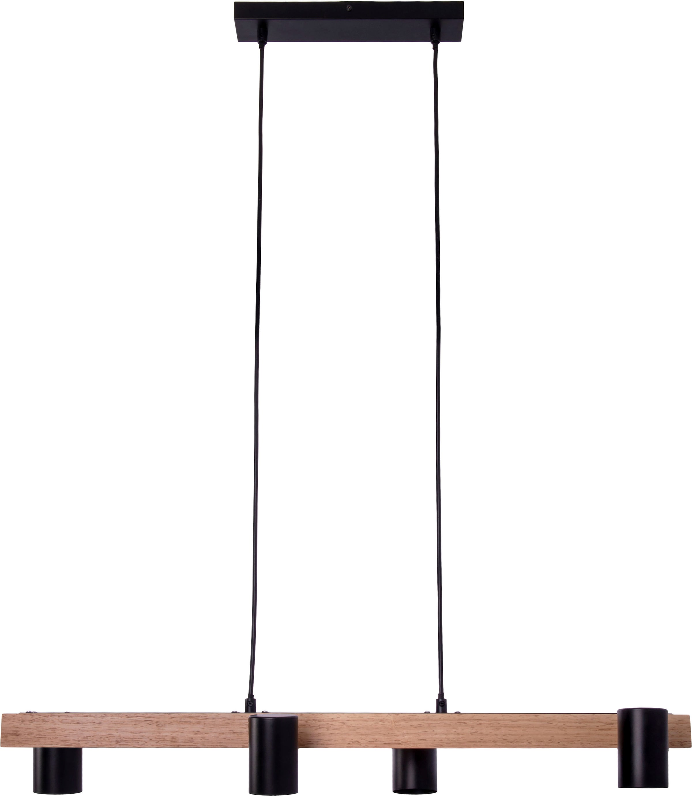 näve Pendelleuchte »Frida«, 4 flammig, Leuchtmittel GU10 | ohne Leuchtmittel, Material Metall/Gummibaum, Farbe natur/schwarz, exkl. 4xGU10 max. 40W