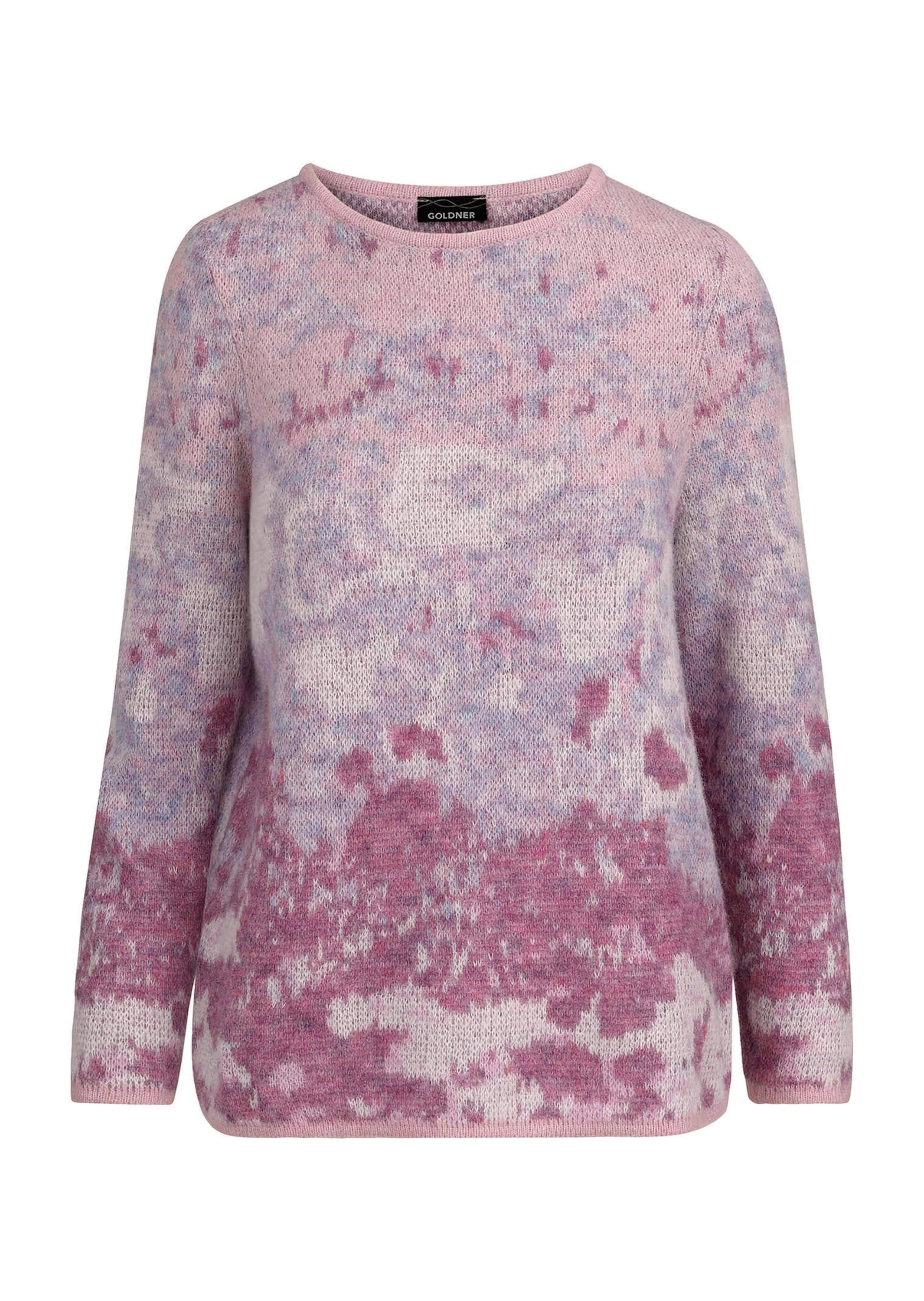 GOLDNER Rundhalspullover »Kurzgröße Langarm Jacquard-Pullover mit Muster« impressionistisches Jacquardmuster