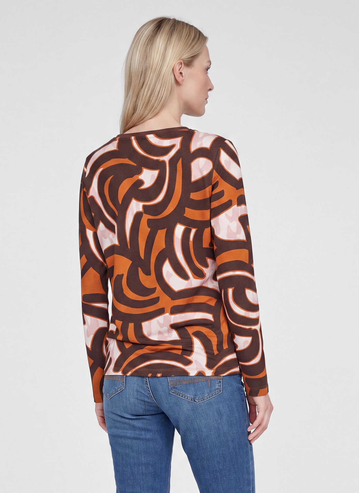 Rabe Langarmshirt mit grafischem Muster