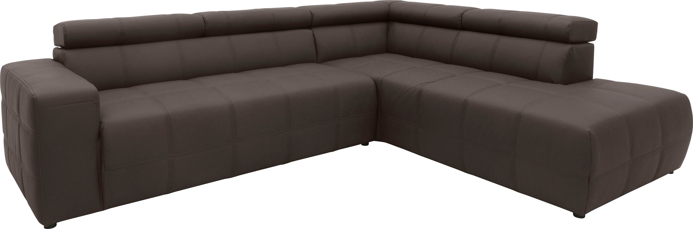 DOMO collection Ecksofa »Brandon L-Form, auch in Leder«, inklusive Kopfteilverstellung, wahlweise mit Sitztiefenverstellung