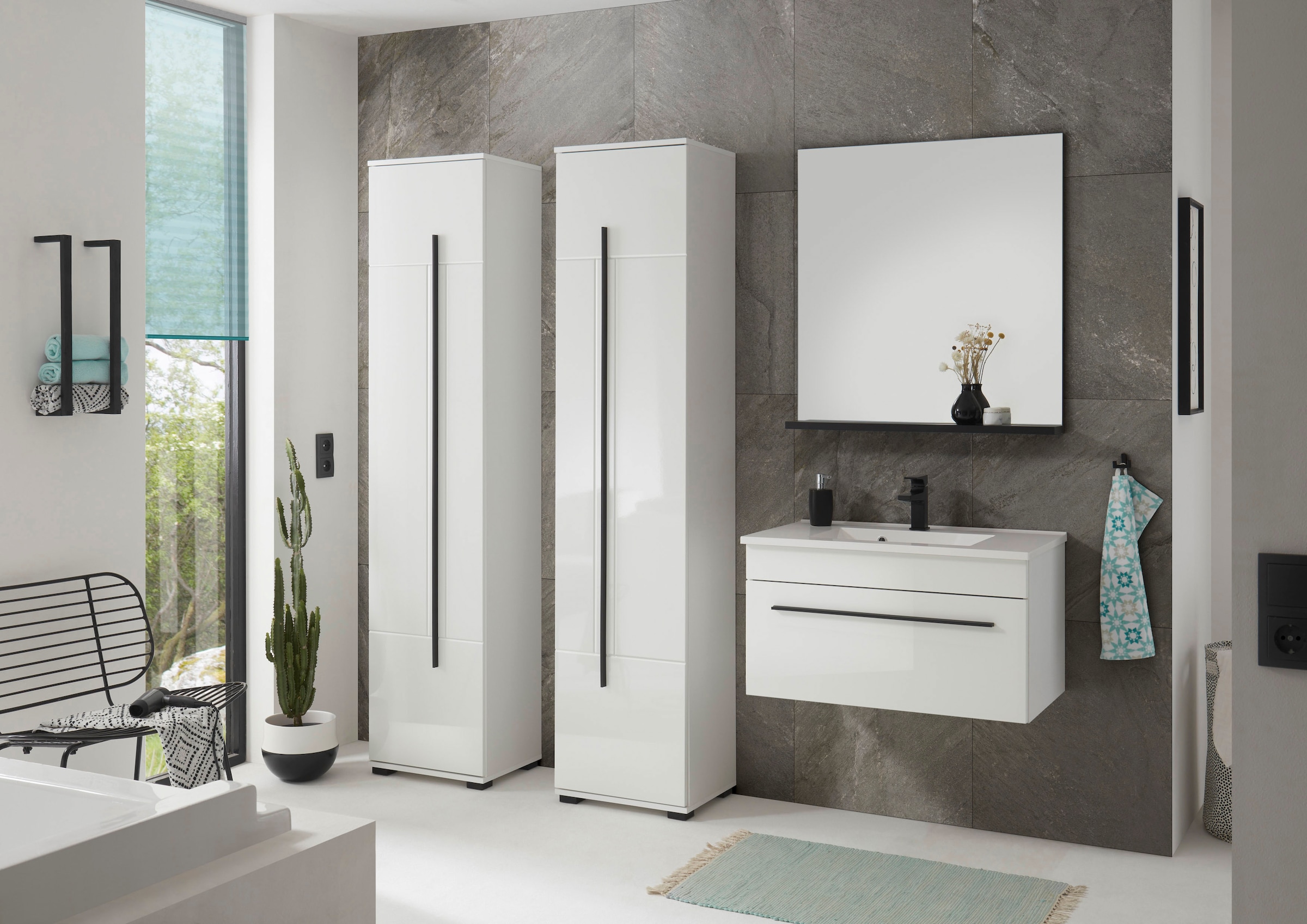 Home affaire Badmöbel-Set »Cantara, Bad im modernen Design, 4-teiliges Badezimmer« Set, 4 Stk. tlg.