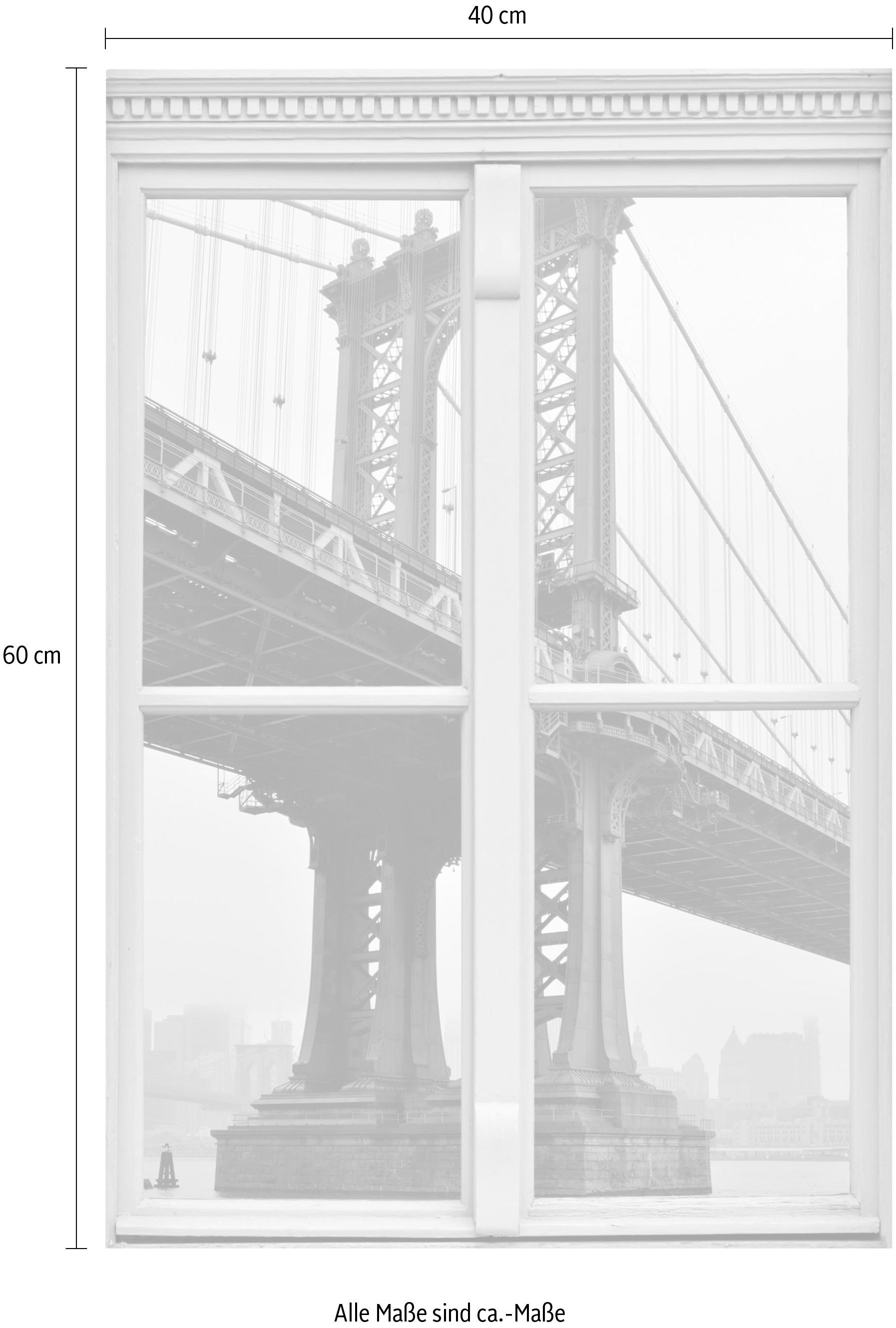 queence Wandsticker »Brücke«, Wandsticker, Wandbild, selbstklebend, 3D, Fenster