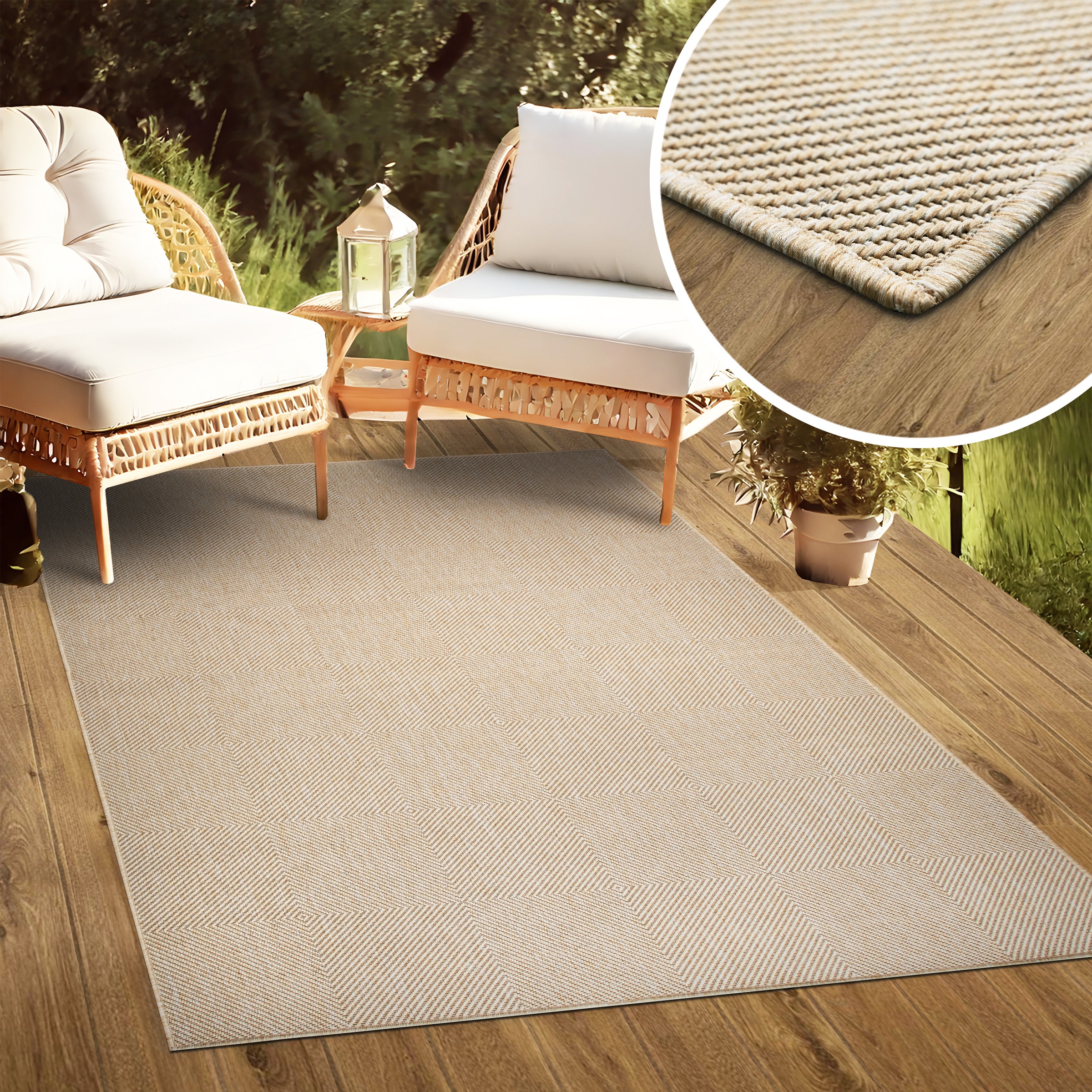 my home Teppich »Anna, auch als Läufer erhältlich«, rechteckig, 3 mm Höhe, In- und Outdoor geeignet, Sisal-Optik, Wetterfest & UV-beständig