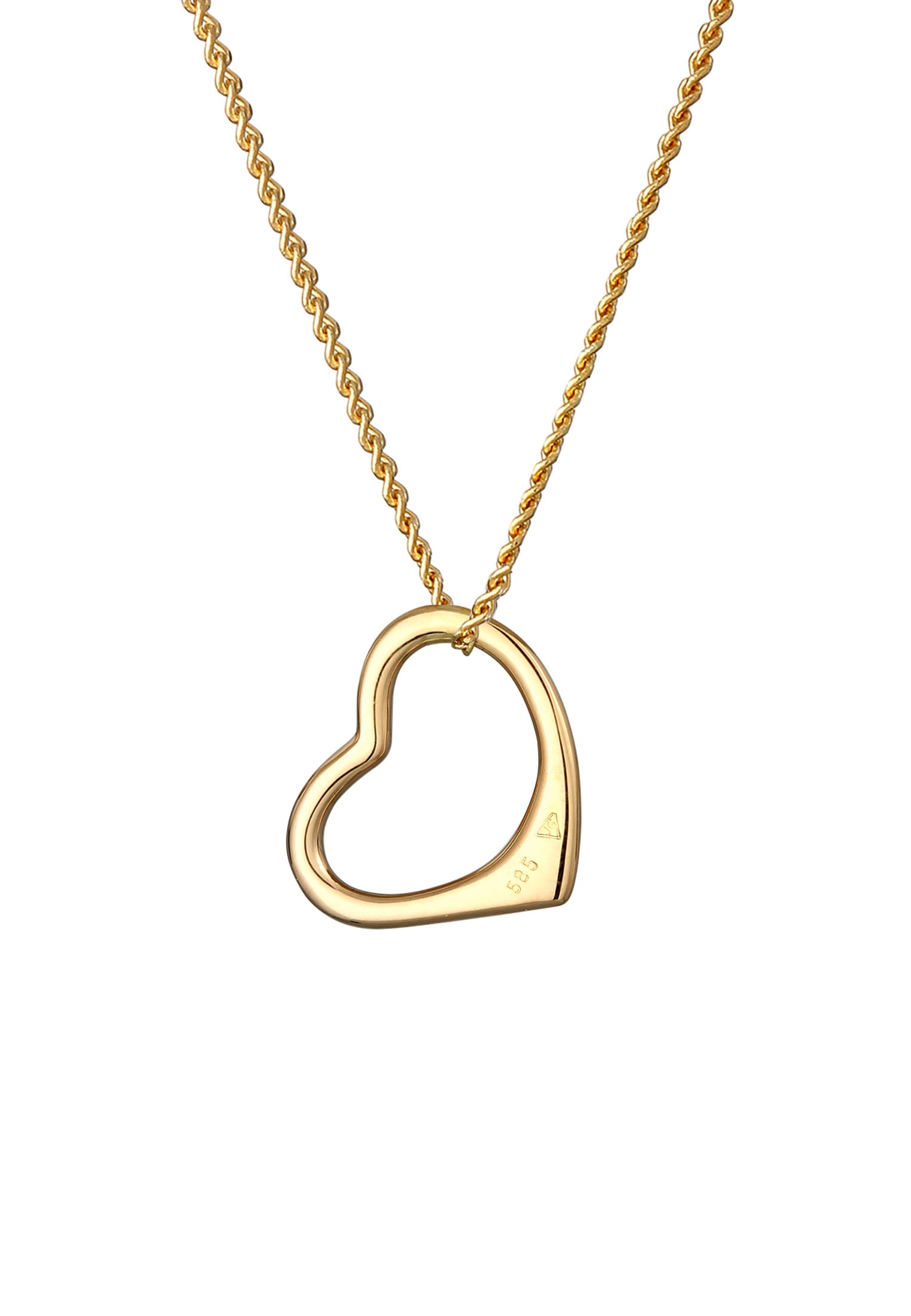 Elli Premium Kette mit Anhänger »Halskette Herz Liebe Klassisch Hochwertig 585 Gelbgold«