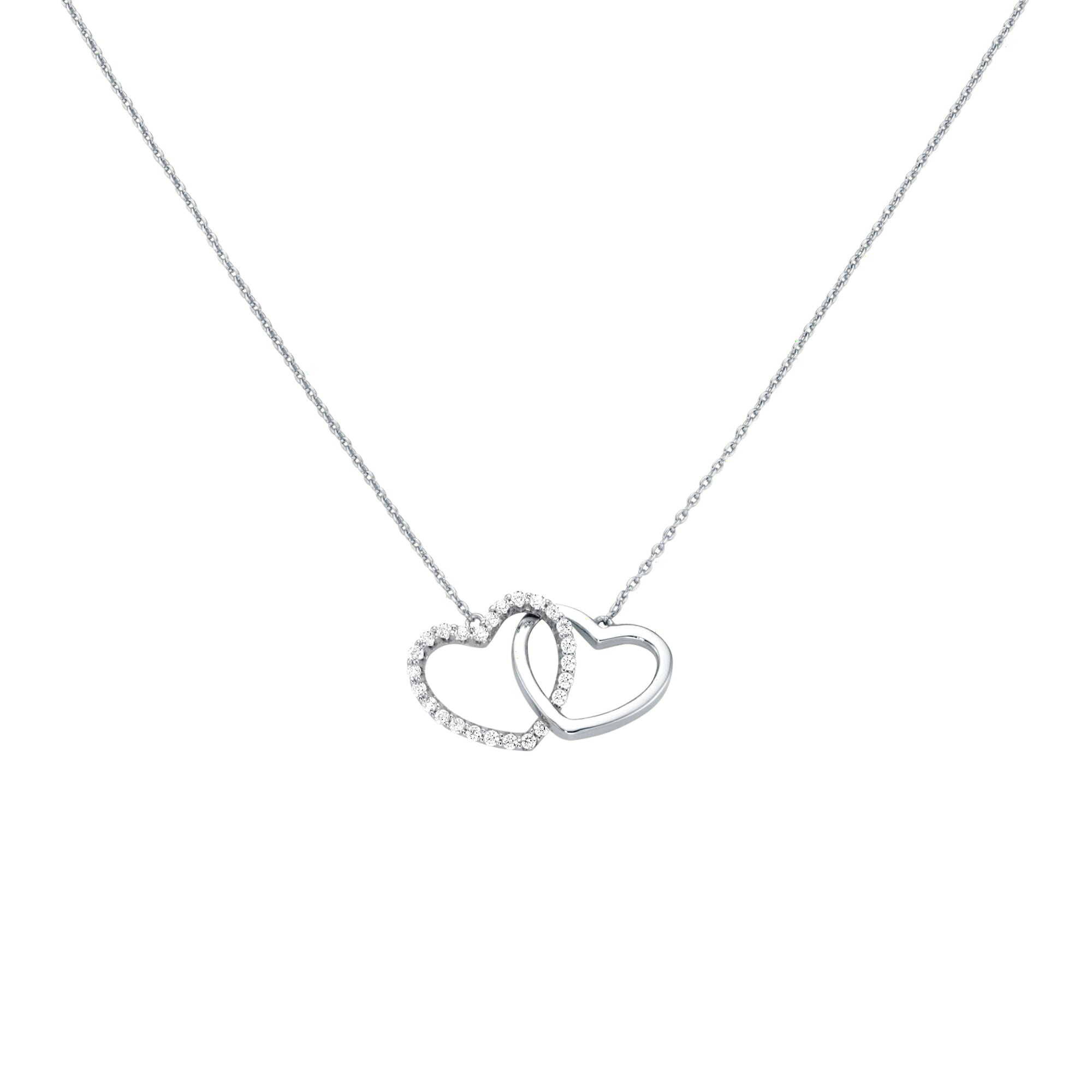 GIORGIO MARTELLO MILANO Collier »Collier zwei Herzen, mit weißen Zirkonia, Silber 925«