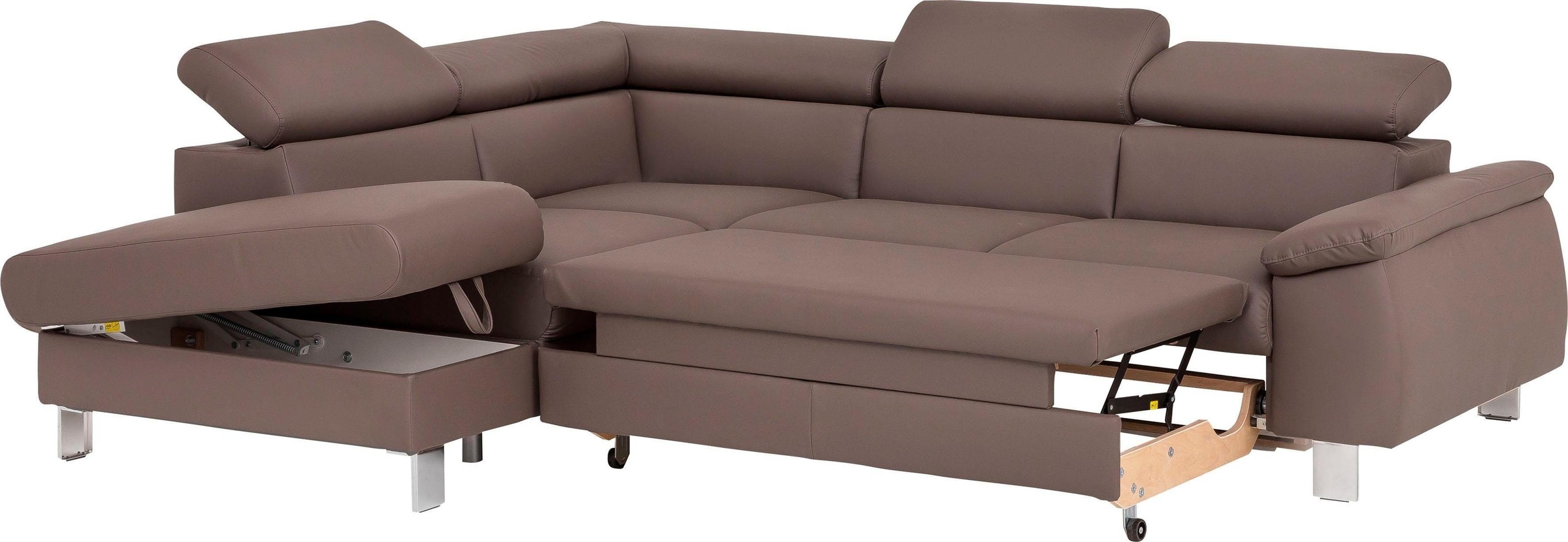 COTTA Polstergarnitur »Komaris L-Form«, (Set), Set bestehend aus: Ecksofa mit Kopfteilverstellung & Hocker