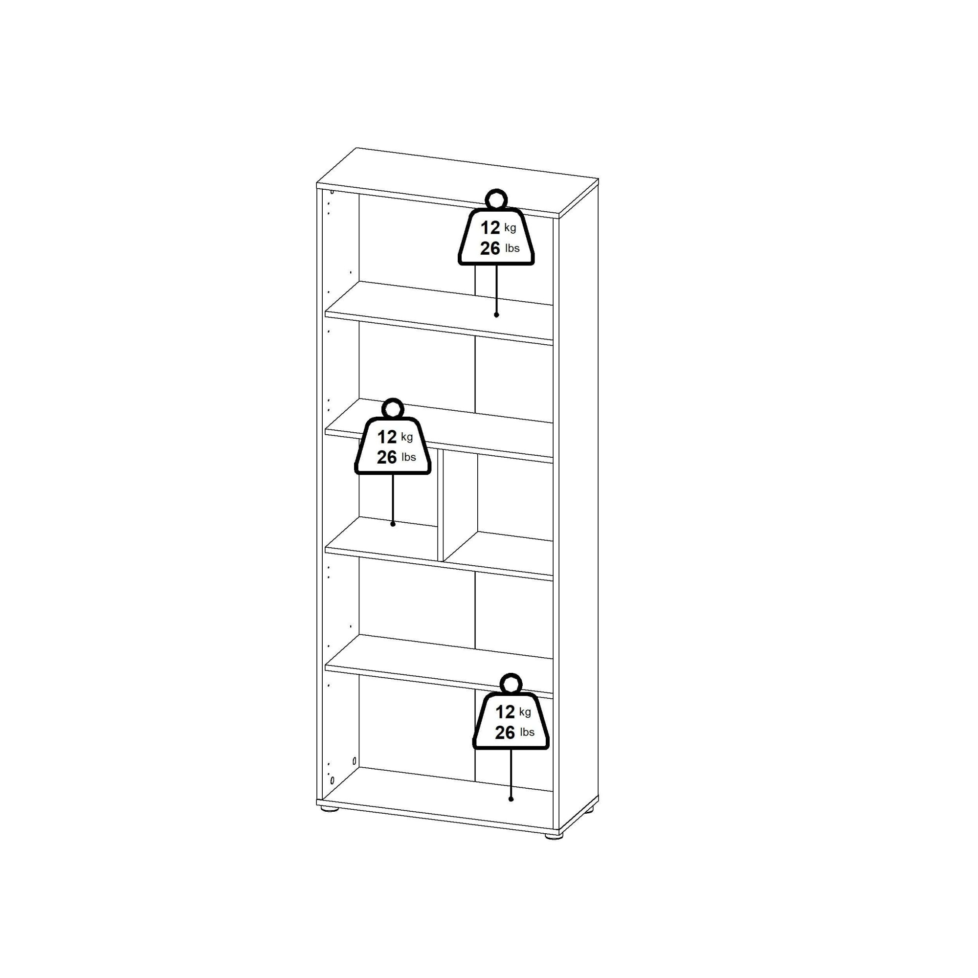 INOSIGN Aktenschrank »Sign Aktenregal, Bücherregal, Standregal,«, Merkzweckschrank, 2 Fächer, 4 Einlegeböden, Breite/Höhe 80/200 cm