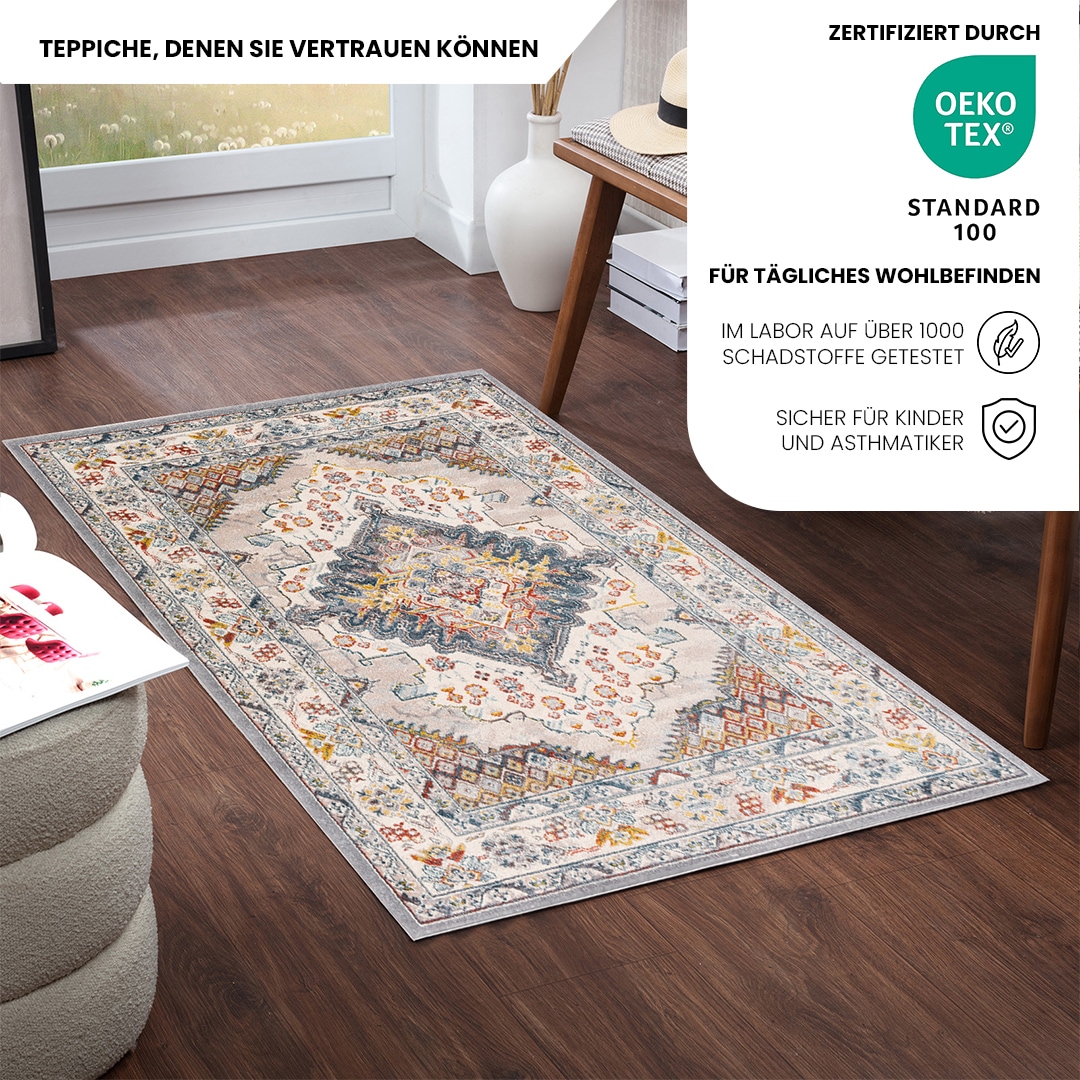 Livabliss Teppich »CASABLANCA«, rechteckig, 12 mm Höhe, Vintage Orientteppich, Kurzflor Boho Wohnzimmerteppich, Läufer