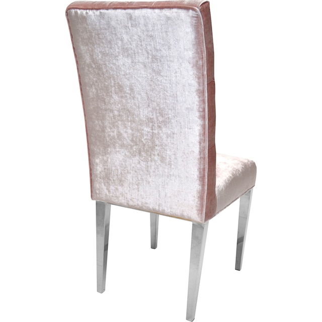 Leonique Stuhl »Pinky«, (Set), 1 St., Samtvelours, Knopfheftung am Rücken  und silberfarbenen Metallfüßen, Polsterstuhl auf Raten kaufen