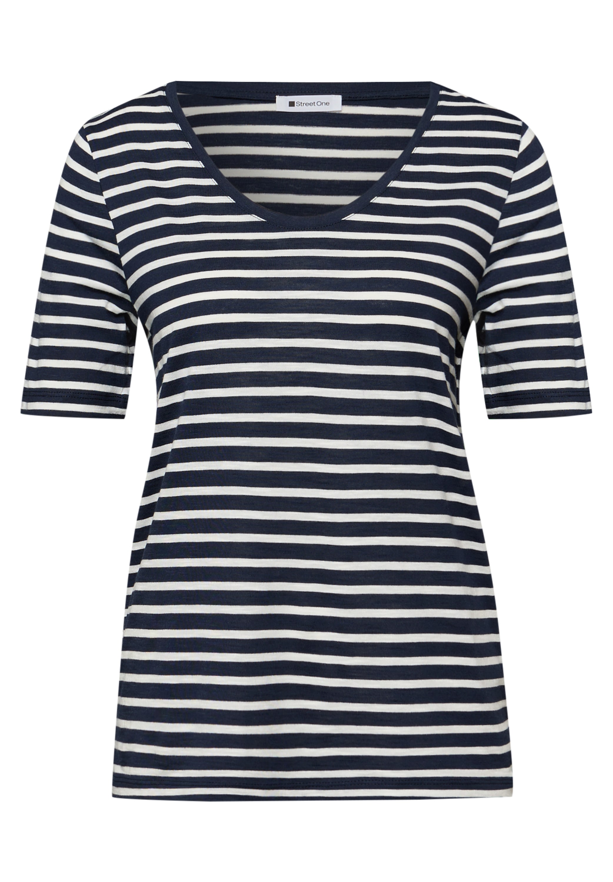 STREET ONE Kurzarmshirt »Style Gerda« im Streifen-Look und mit Rundhals
