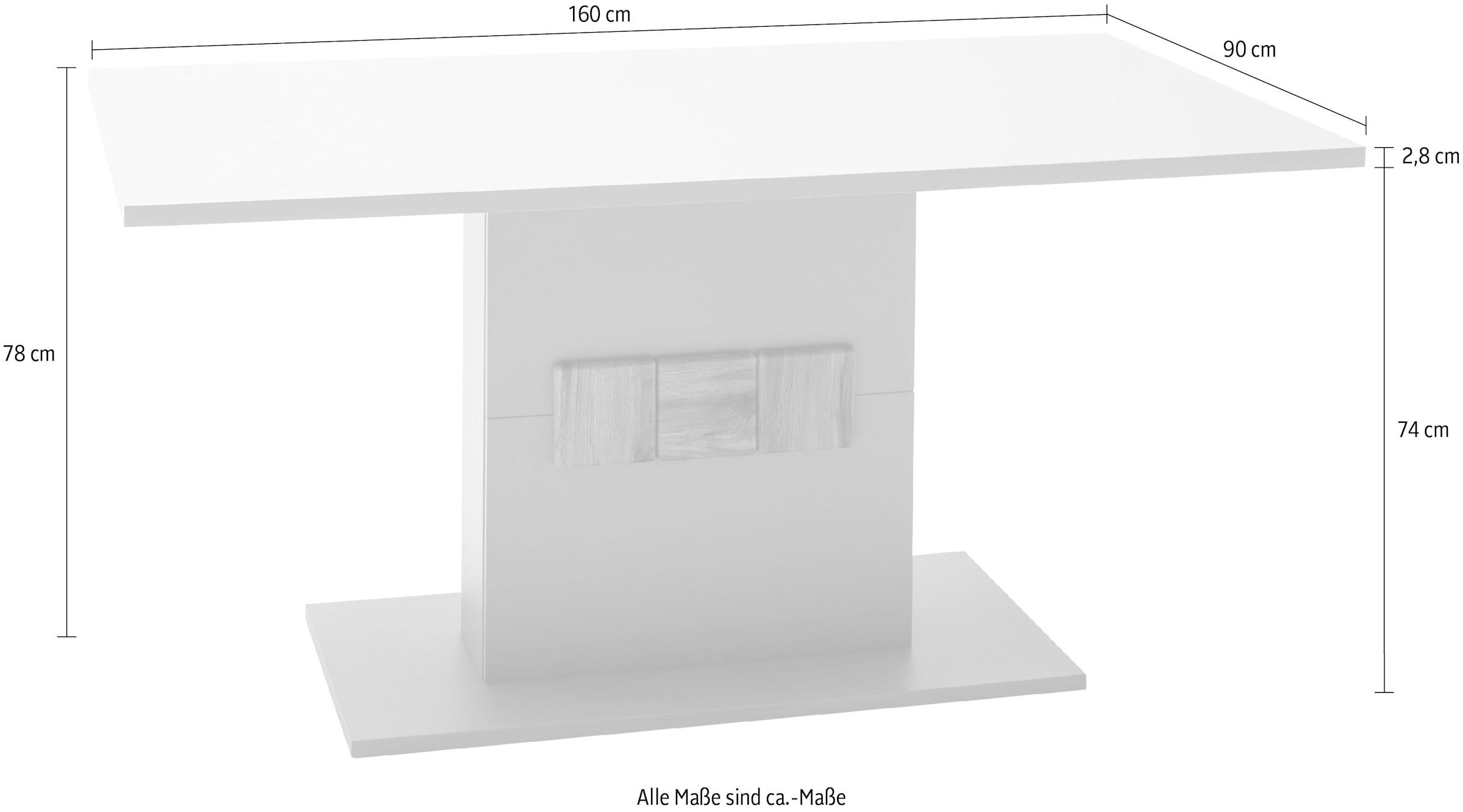 MCA furniture Esstisch »Zadar«, Arktis Grau, Tisch 160 cm breit FSC Zertifiziert