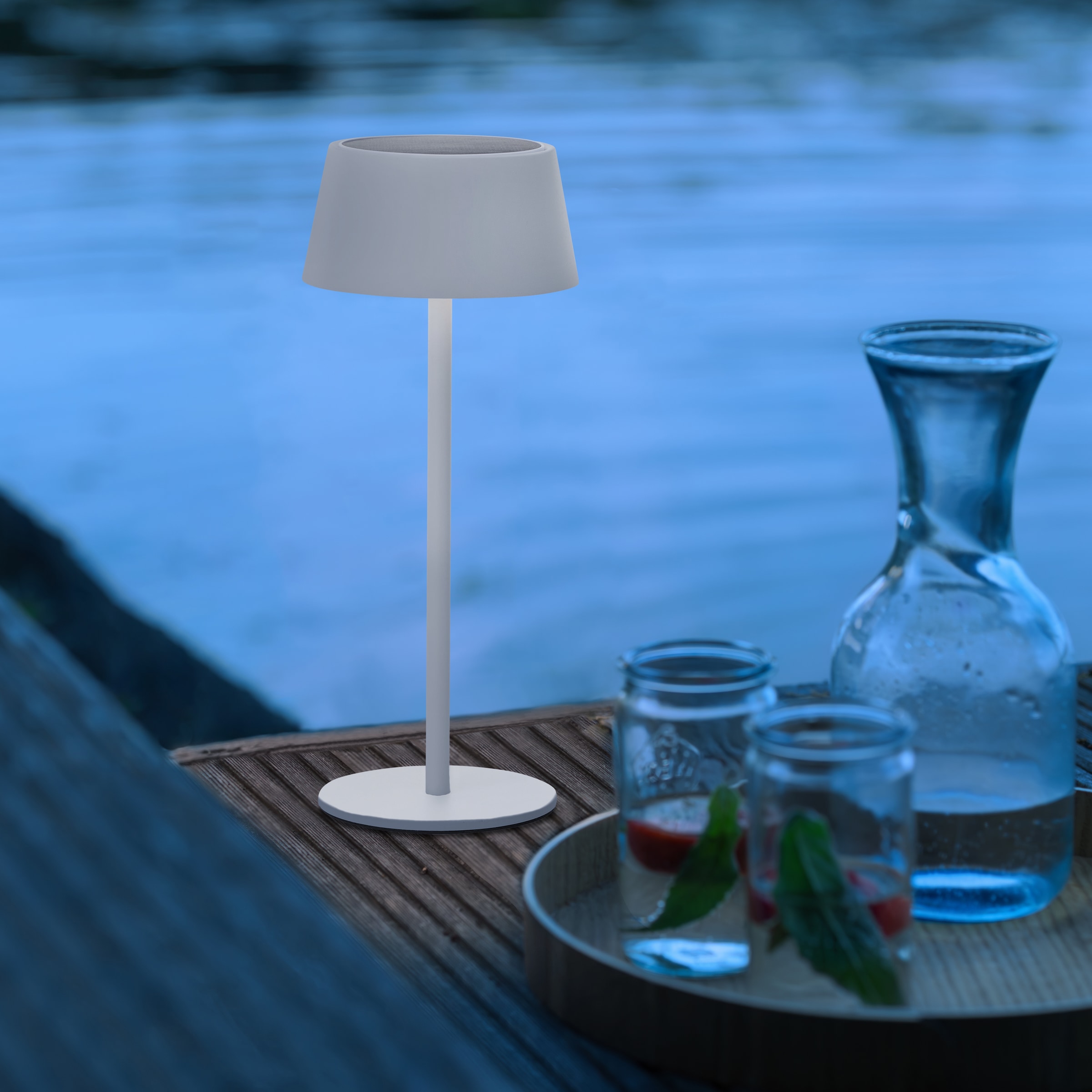 my home LED Außen-Tischleuchte »Ocki Tischleuchte mit Solar u. Akku«, 1 flammig, LED Solar, 4 W, 300 lm, 3000 K, dimmbar, USB ladbar, Indoor & Outdoor