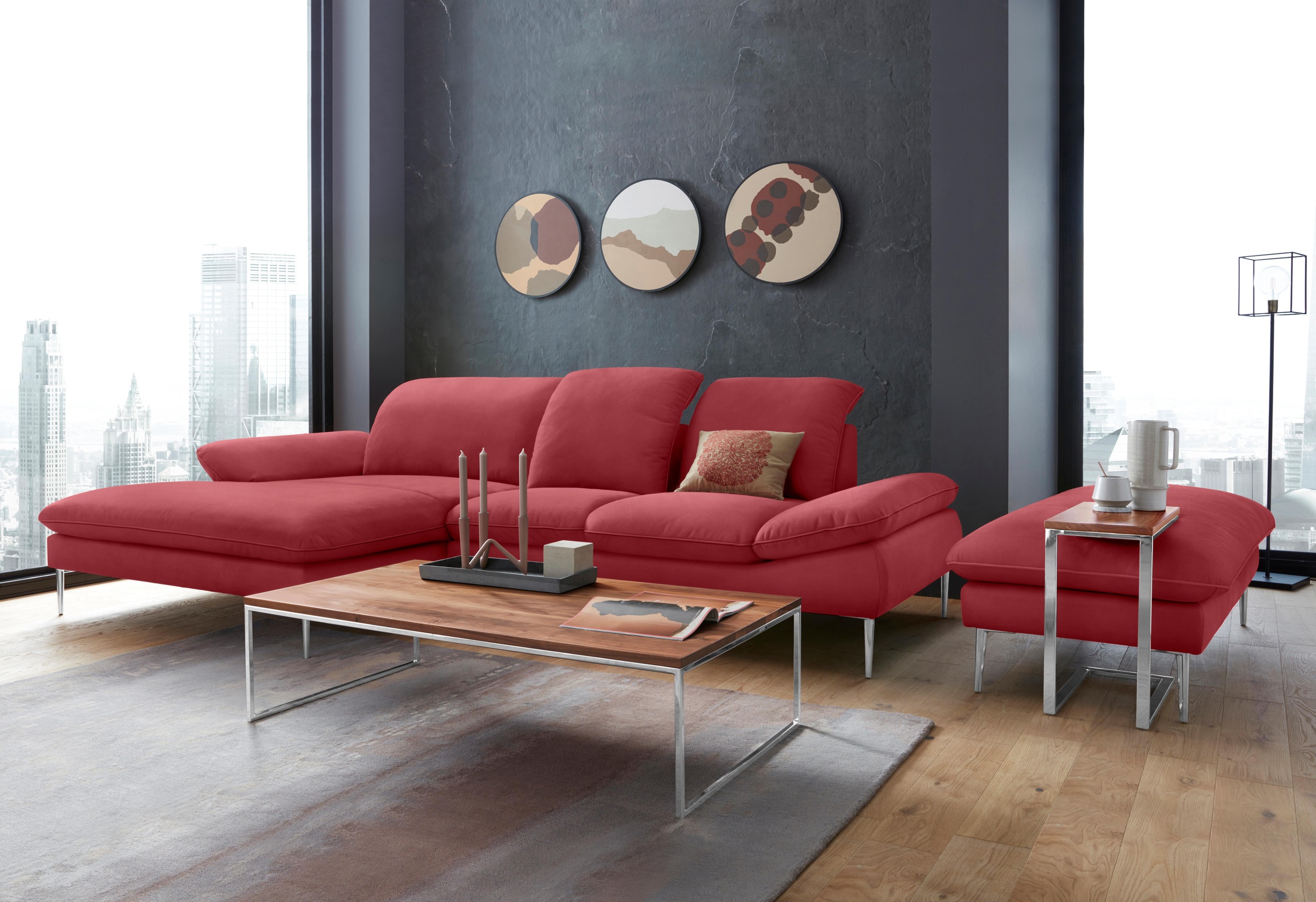 W.SCHILLIG Hocker »enjoy&MORE«, Füße Chrom glänzend, Breite 151 cm