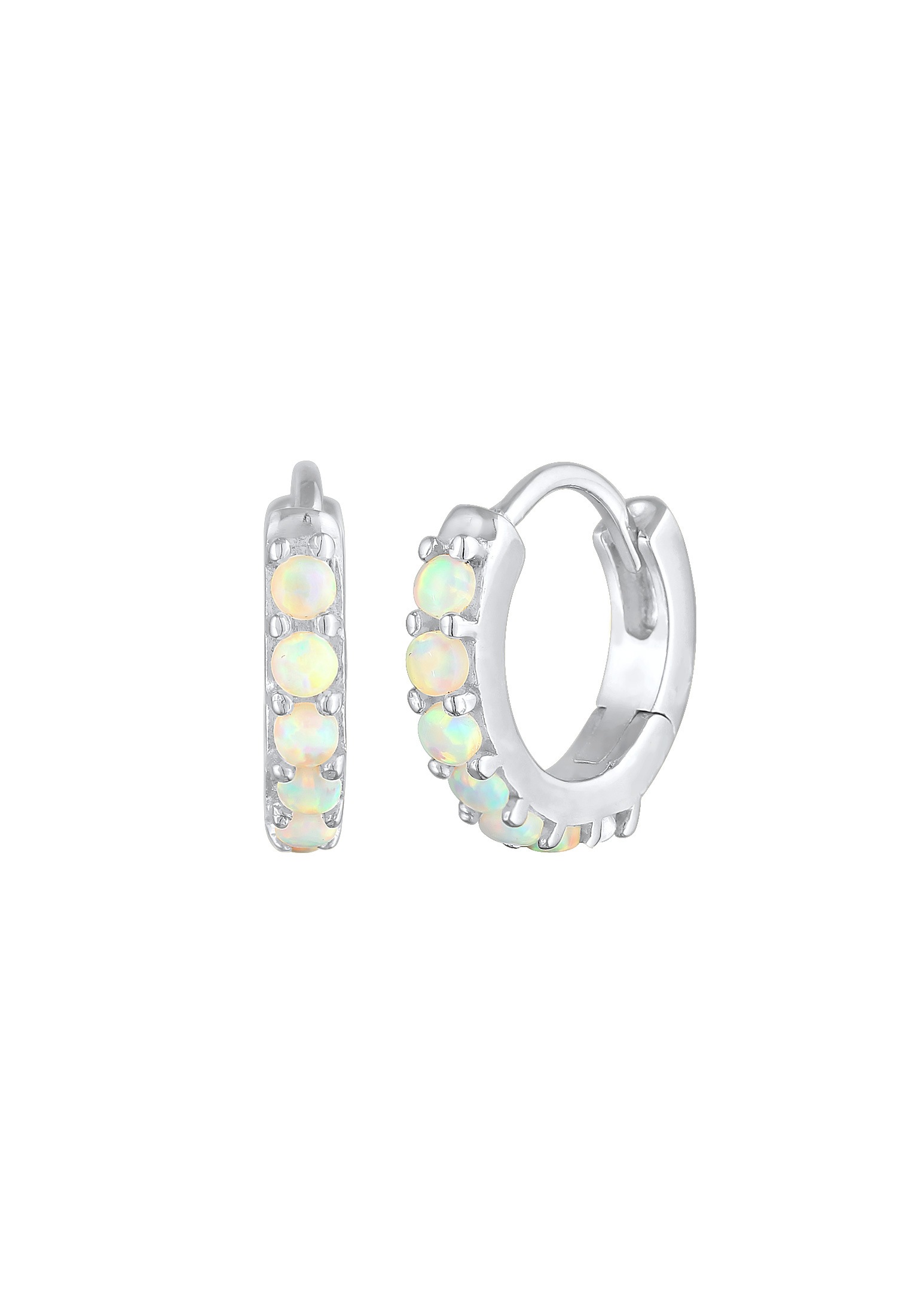 Elli Paar Creolen »Ohrringe Creolen synthetischer Opal Klassik 925 Silber«