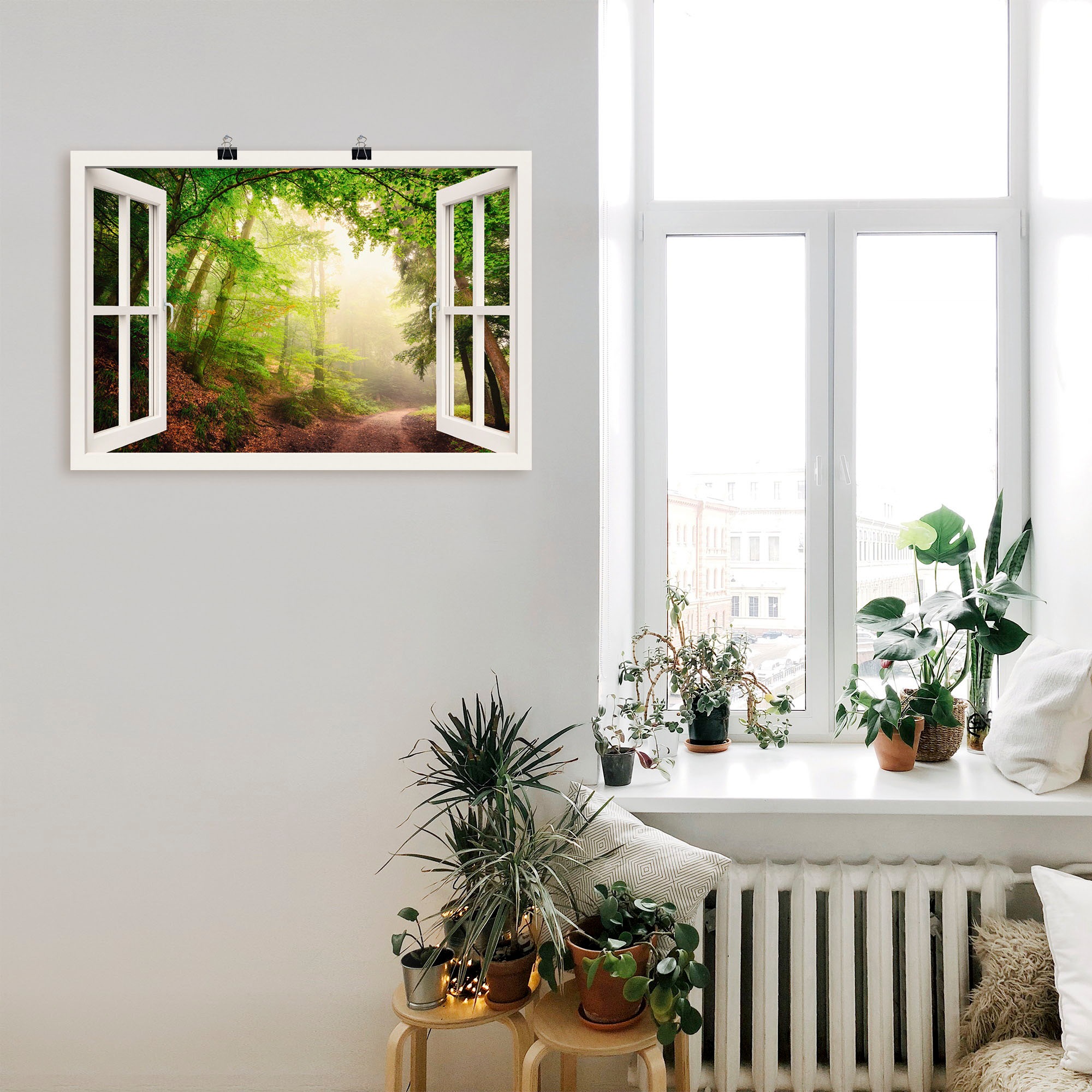 Artland Wandbild »Fensterblick Torbögen durch Bäume« Wald 1 Stk. tlg. als Leinwandbild, Poster in verschied. Größen