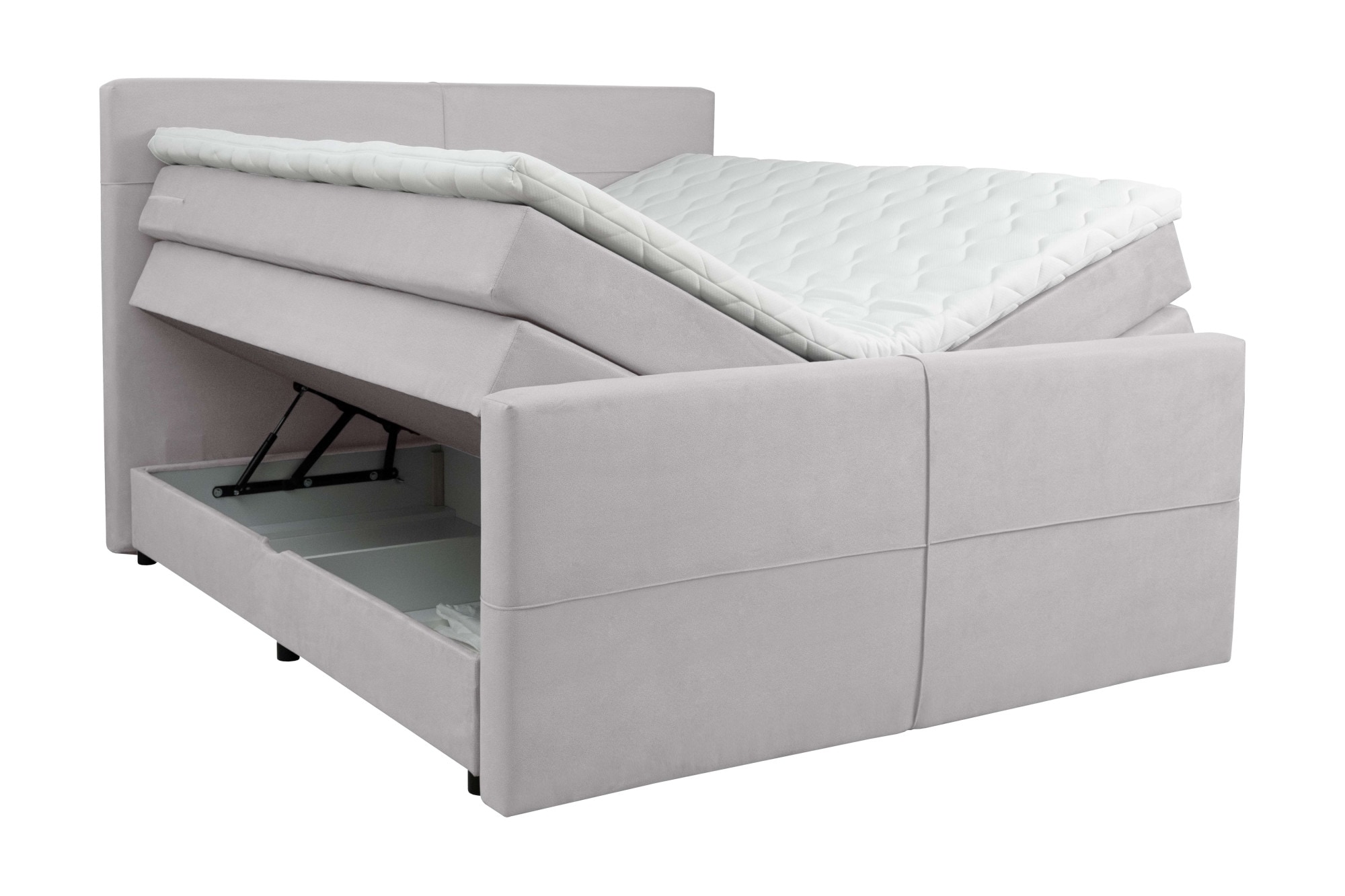 Home affaire Boxspringbett »Lucas, Doppelbett, Polsterbett, Federkernbett, Komfortbett, 160,180 cm« inkl. 6 cm Topper, zwei Bettkästen, Taschen-Federkernmatratze in H3