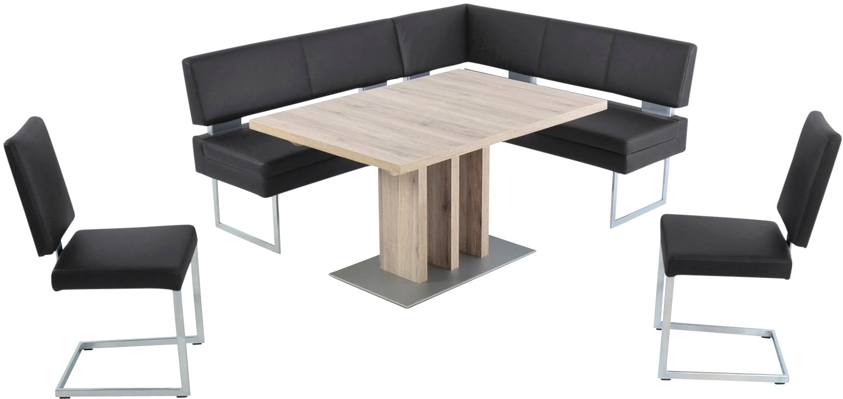 K+W Komfort & Wohnen Essgruppe 4 Stk. tlg. langer Schenkel links oder rechts, 2 Freischwinger, 1 Funktionstisch