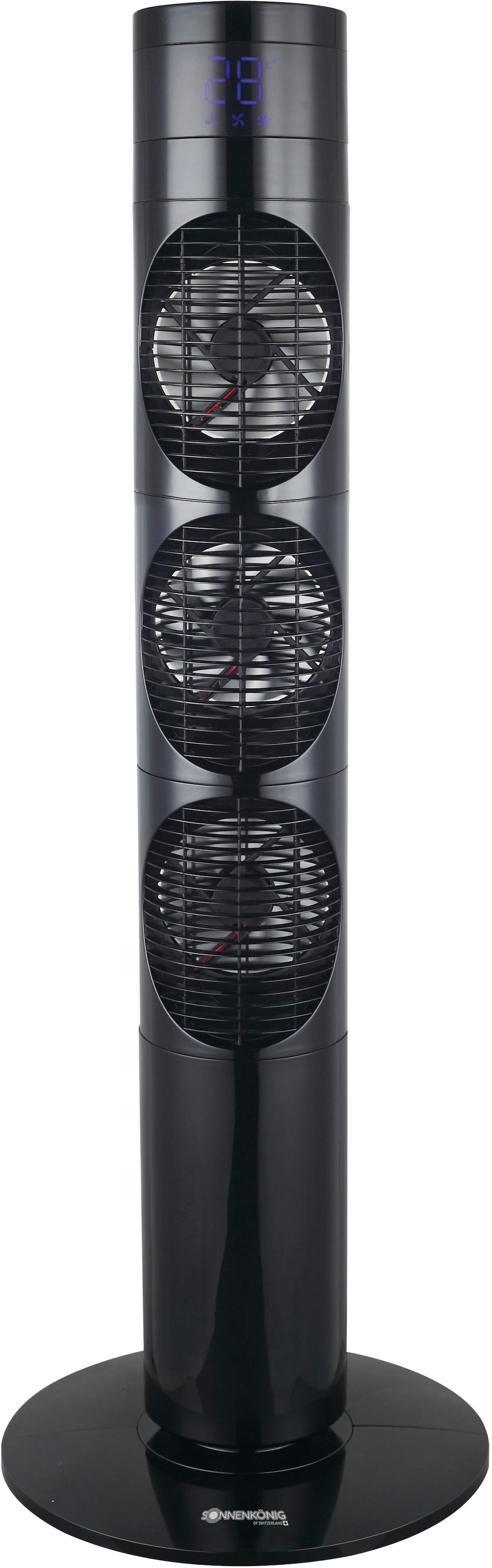 Sonnenkönig Turmventilator »Dolmen 3, Leistung 20W, 3 Modi, energieeffizient, Fernbedienung,«, Display mit Temperaturanzeige, Überhitzungsschutz, Oszillation