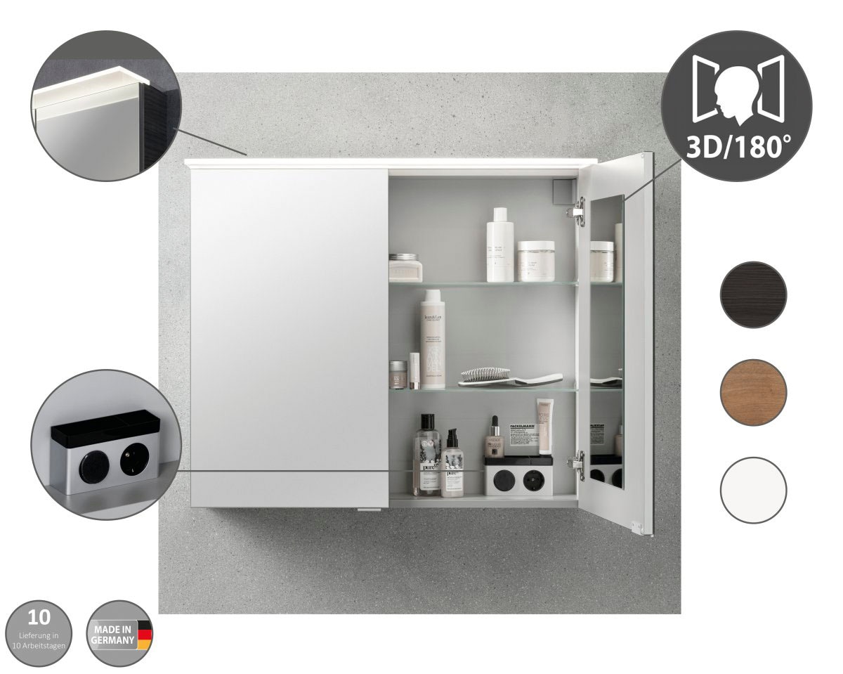 FACKELMANN Spiegelschrank »PE 60 - weiß«, Badmöbel Breite 60 cm, 2 Türen