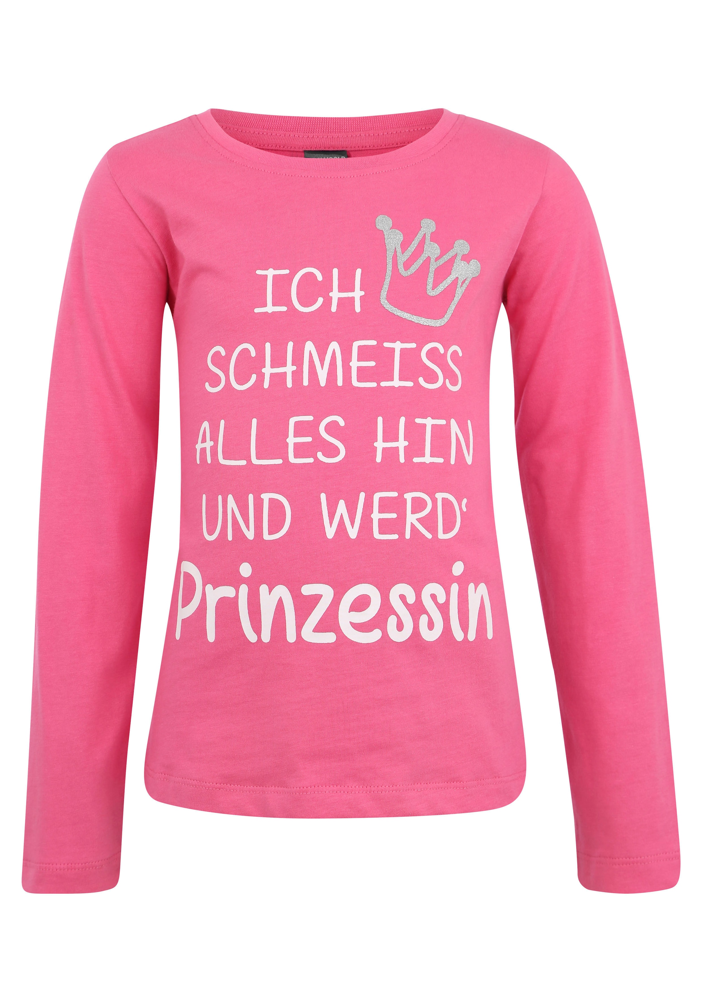 KIDSWORLD Langarmshirt »Ich schmeiss alles hin und werd´ Prinzessin«, mit  Glitzerdruck bei ♕