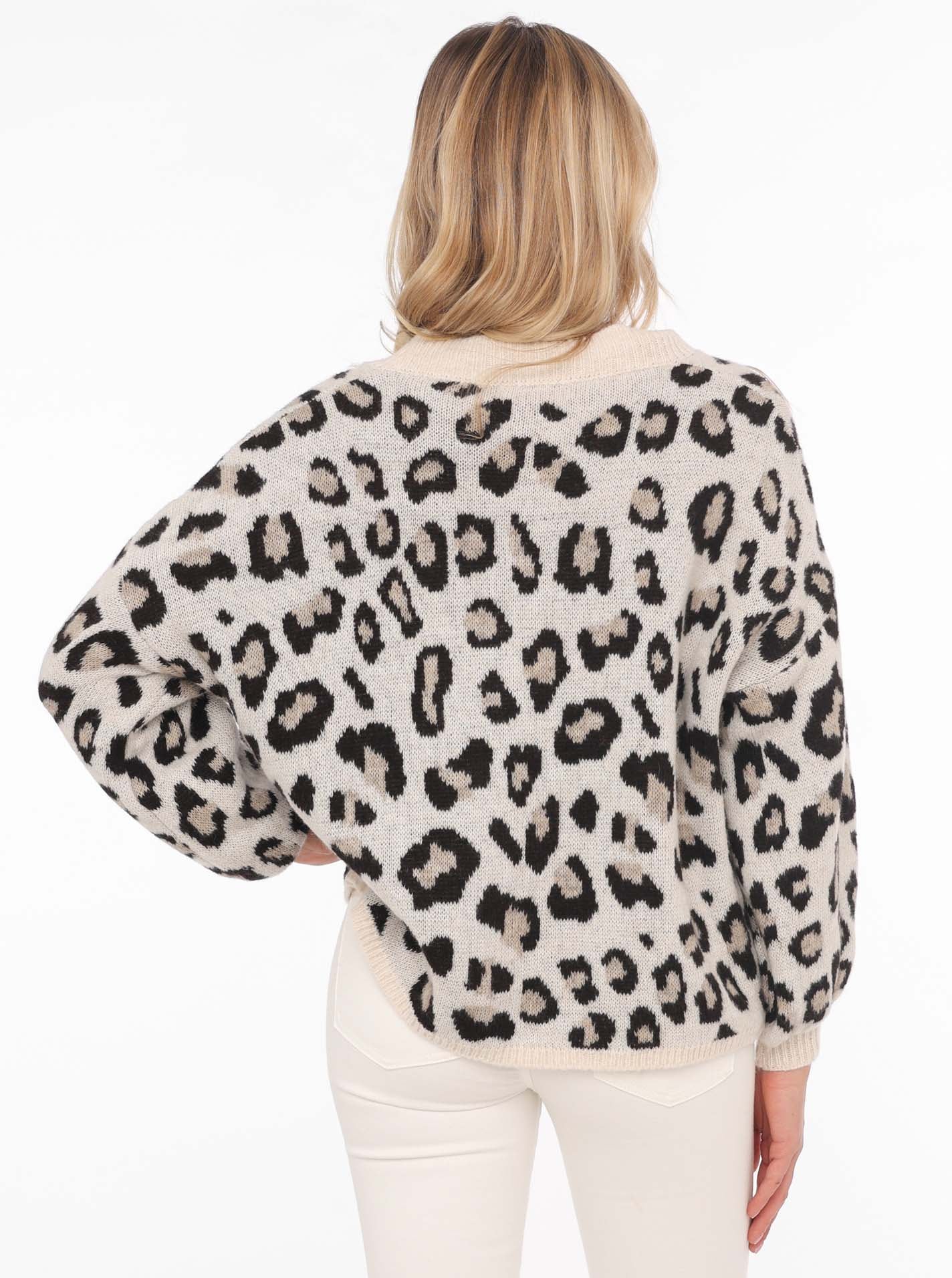 Zwillingsherz Strickjacke »"Big Leo"«, One Size, Animal-Muster, Langarm, Knöpfe, tiefer V-Ausschnitt