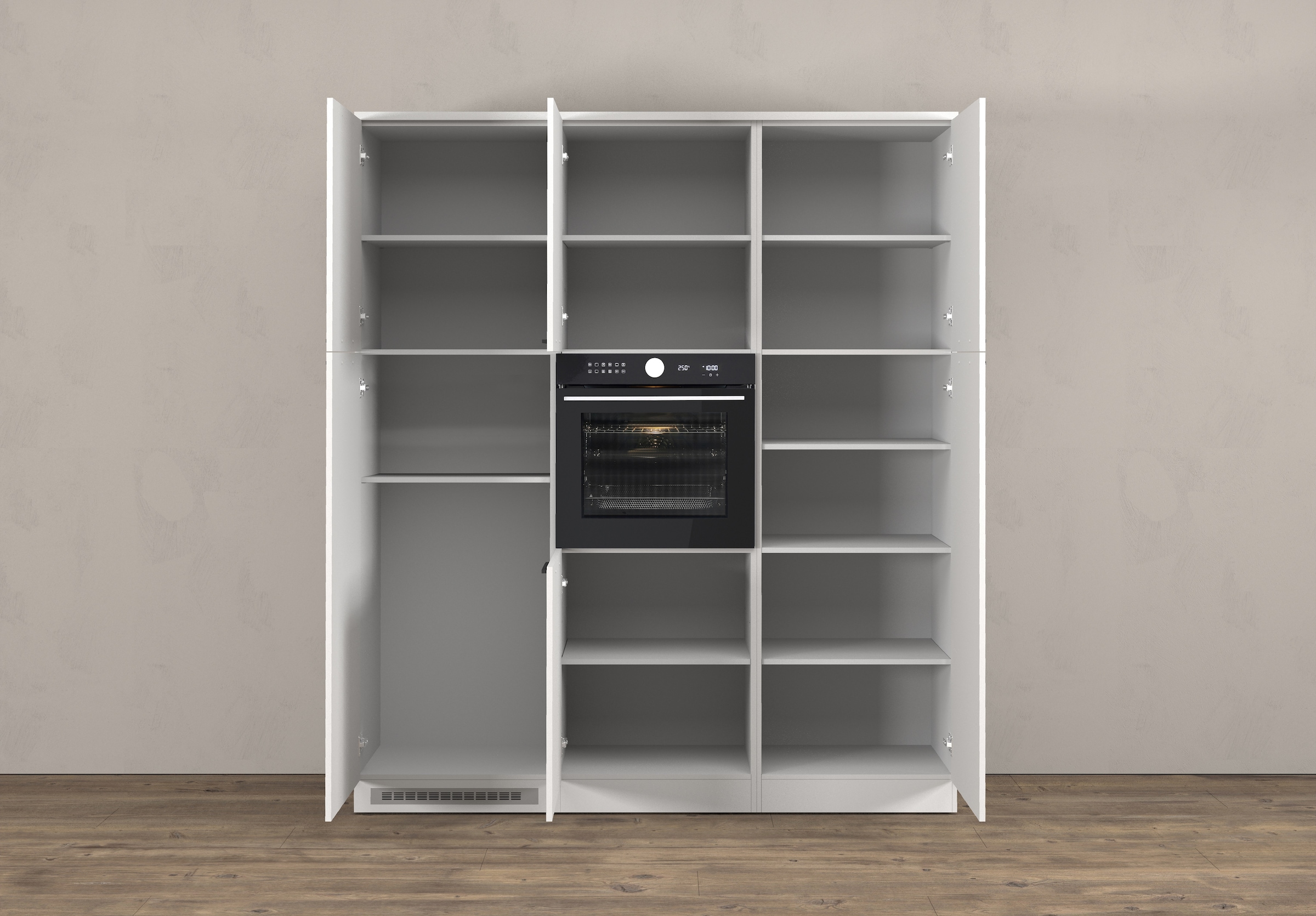KOCHSTATION Küchenzeile »Luna, Küchenblock, Kücheninsel, Hängeschrank, Made in Italy« 3er-Set, Metallgriffe, Soft-Close-Funktion, inklusive Spüle