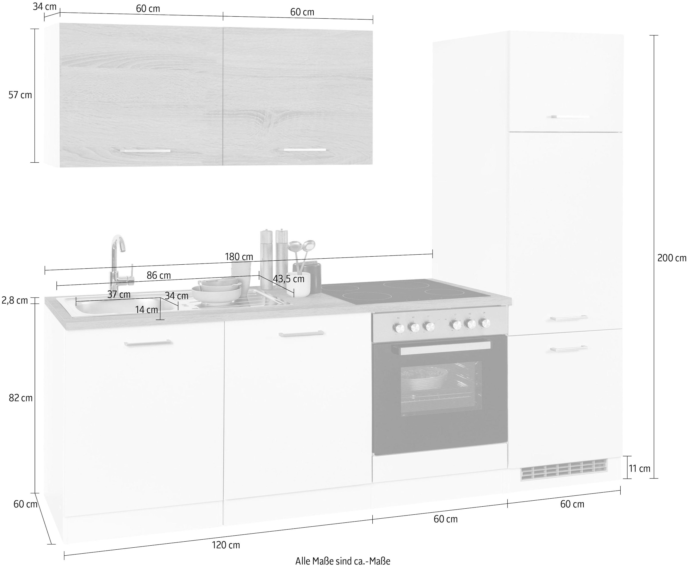 HELD MÖBEL Küchenzeile »Visby«, ohne E-Geräte, Breite 240 cm für  Kühlschrank auf Rechnung kaufen | Hängeregale